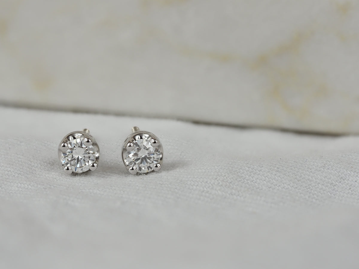 18ct White Gold Diamond Stud Earrings, 0.40ct Total