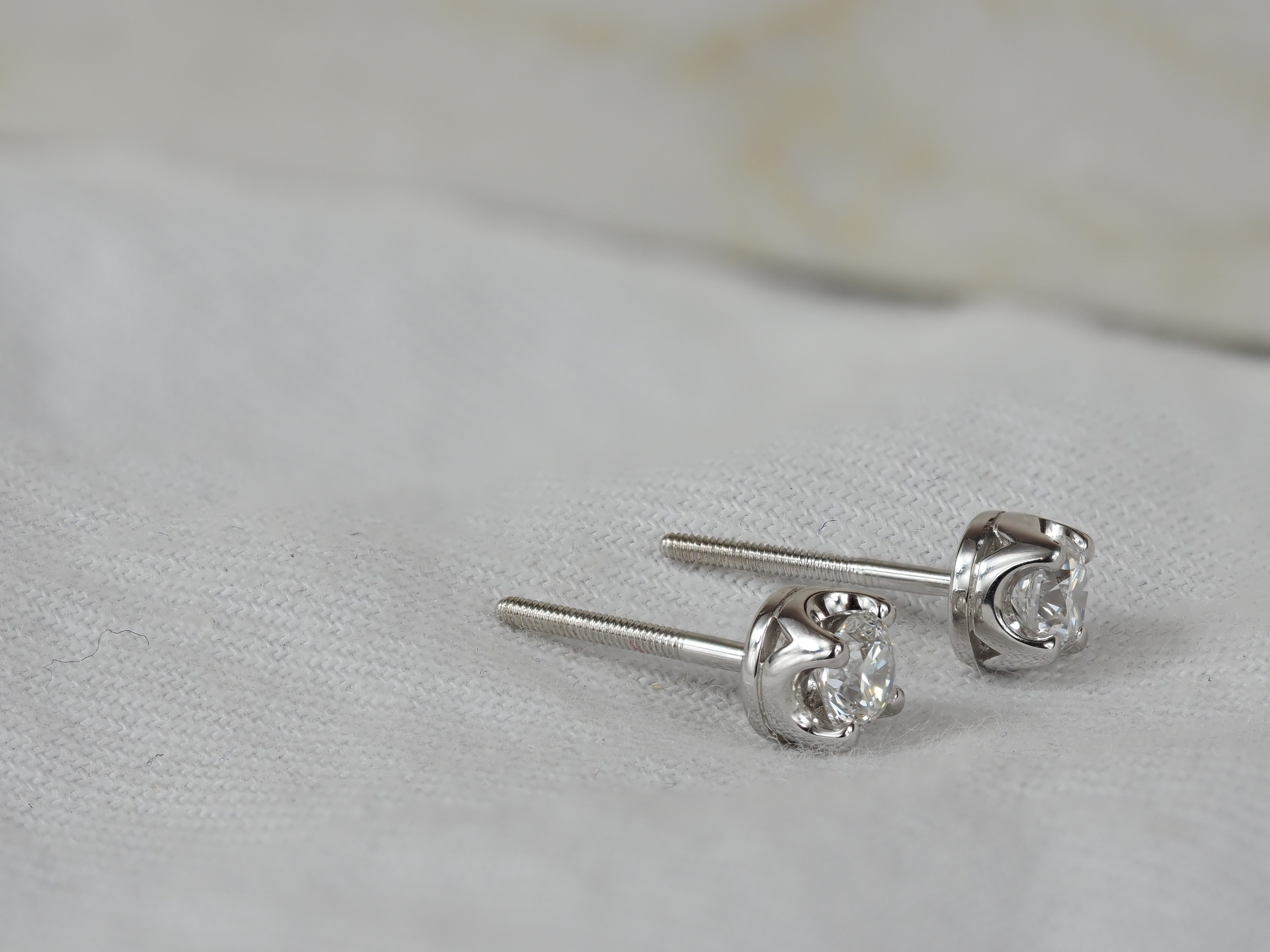 18ct White Gold Round Brilliant Cut Diamond Stud Earrings, 0.50ct Total