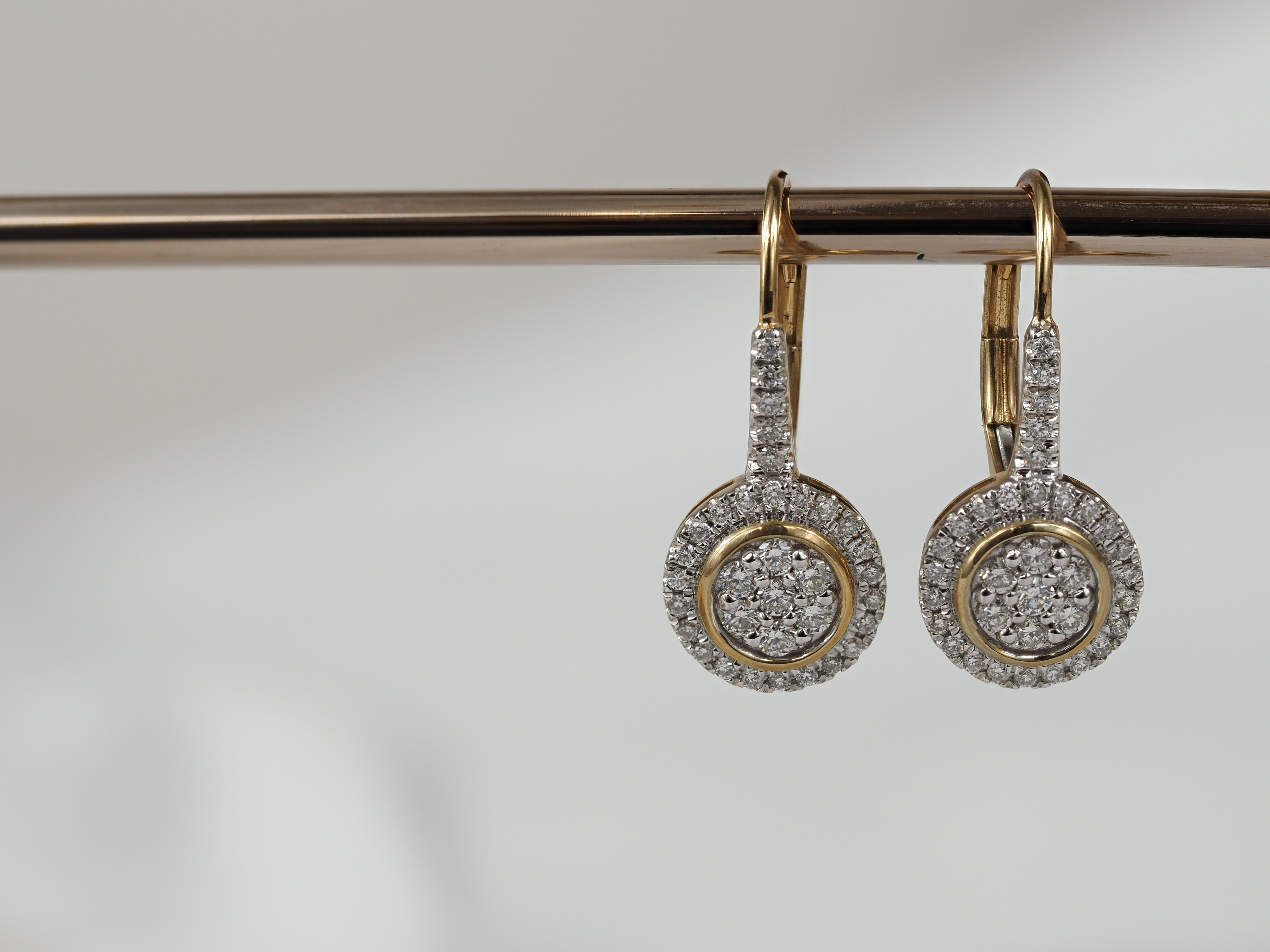 9ct Yellow and White Gold Diamond Drop Earrings, 0.36ct Total