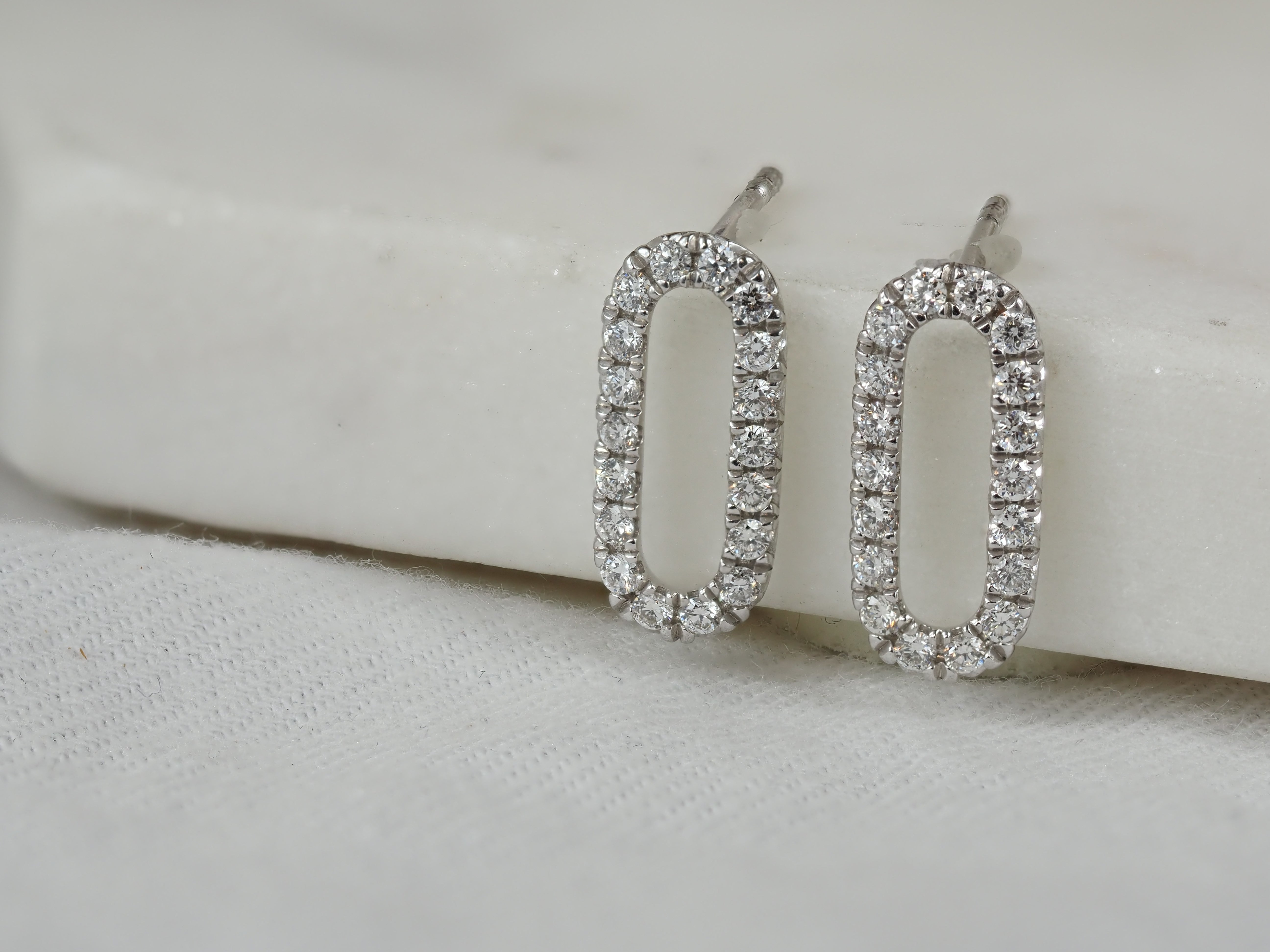 9ct White Gold Diamond Stud Drop Earrings, 0.34ct Total