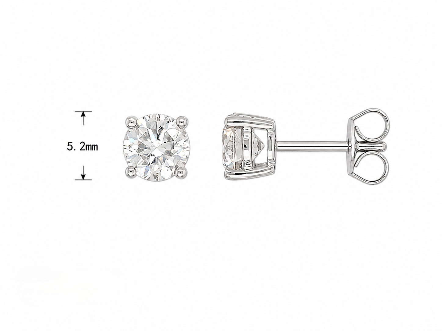 9ct White Gold Lab-Grown Diamond Stud Earrings, 1ct Total