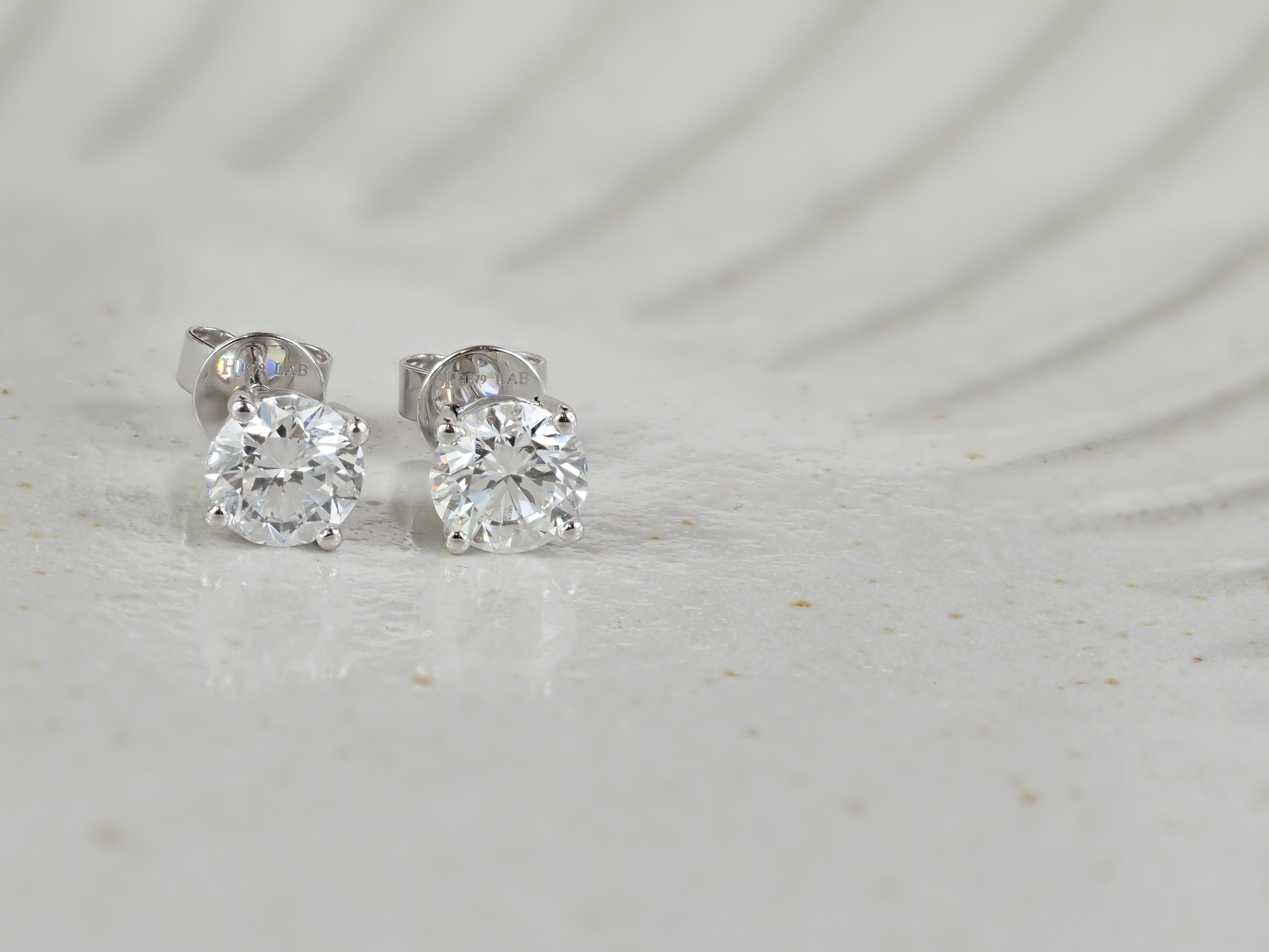 9ct White Gold Lab-Grown Diamond Stud Earrings, 1.53ct Total