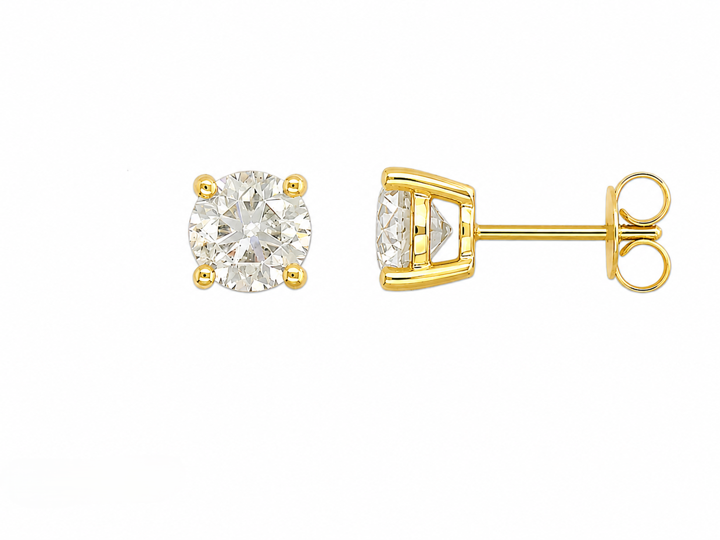 9ct Yellow Gold Lab-Grown Diamond Stud Earrings, 2.02ct Total