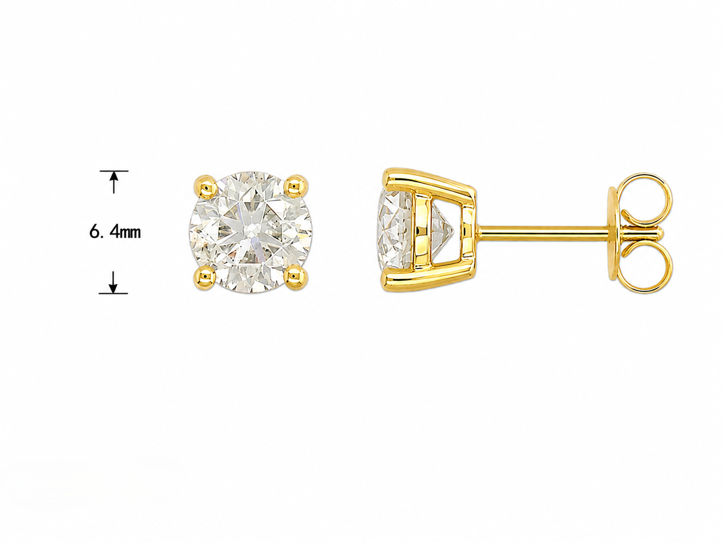 9ct Yellow Gold Lab-Grown Diamond Stud Earrings, 2.02ct Total