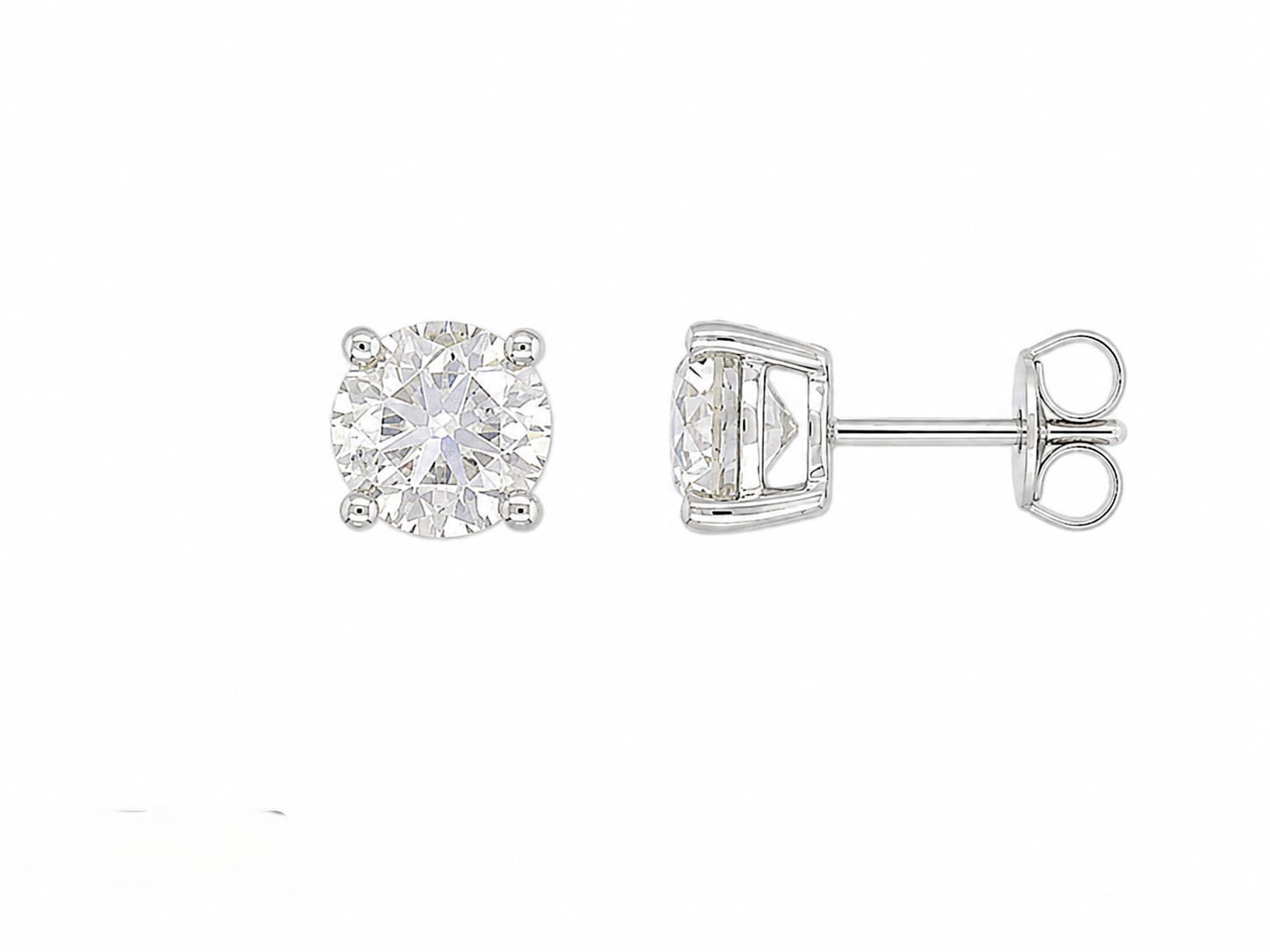 9ct White Gold Lab-Grown Diamond Stud Earrings, 2.02ct Total
