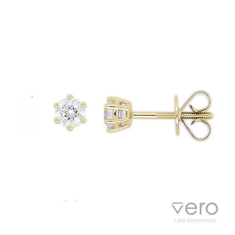 9ct Yellow Gold Lab-Grown Diamond stud earrings, 0.43ct total