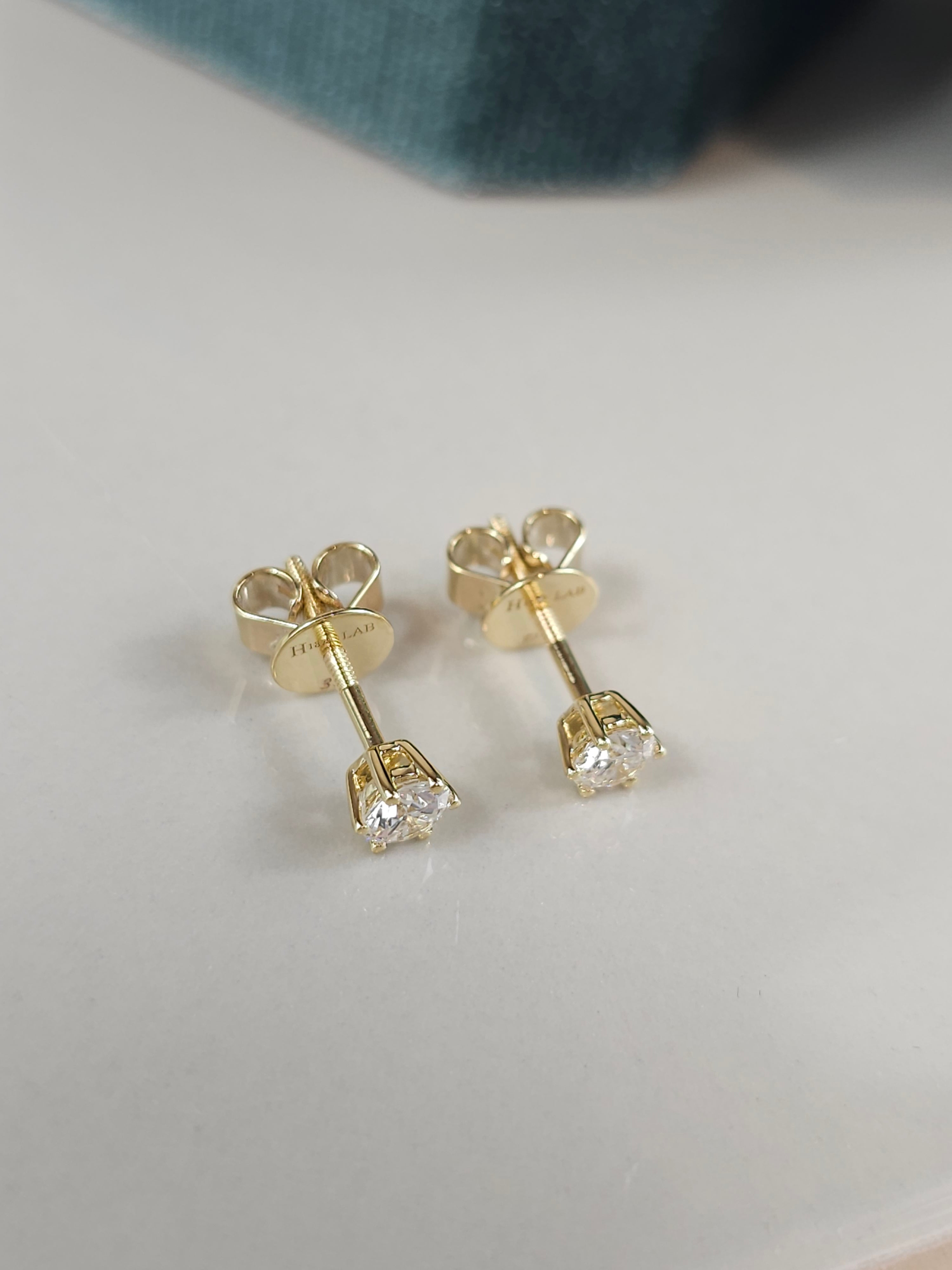 9ct Yellow Gold Lab-Grown Diamond stud earrings, 0.43ct total