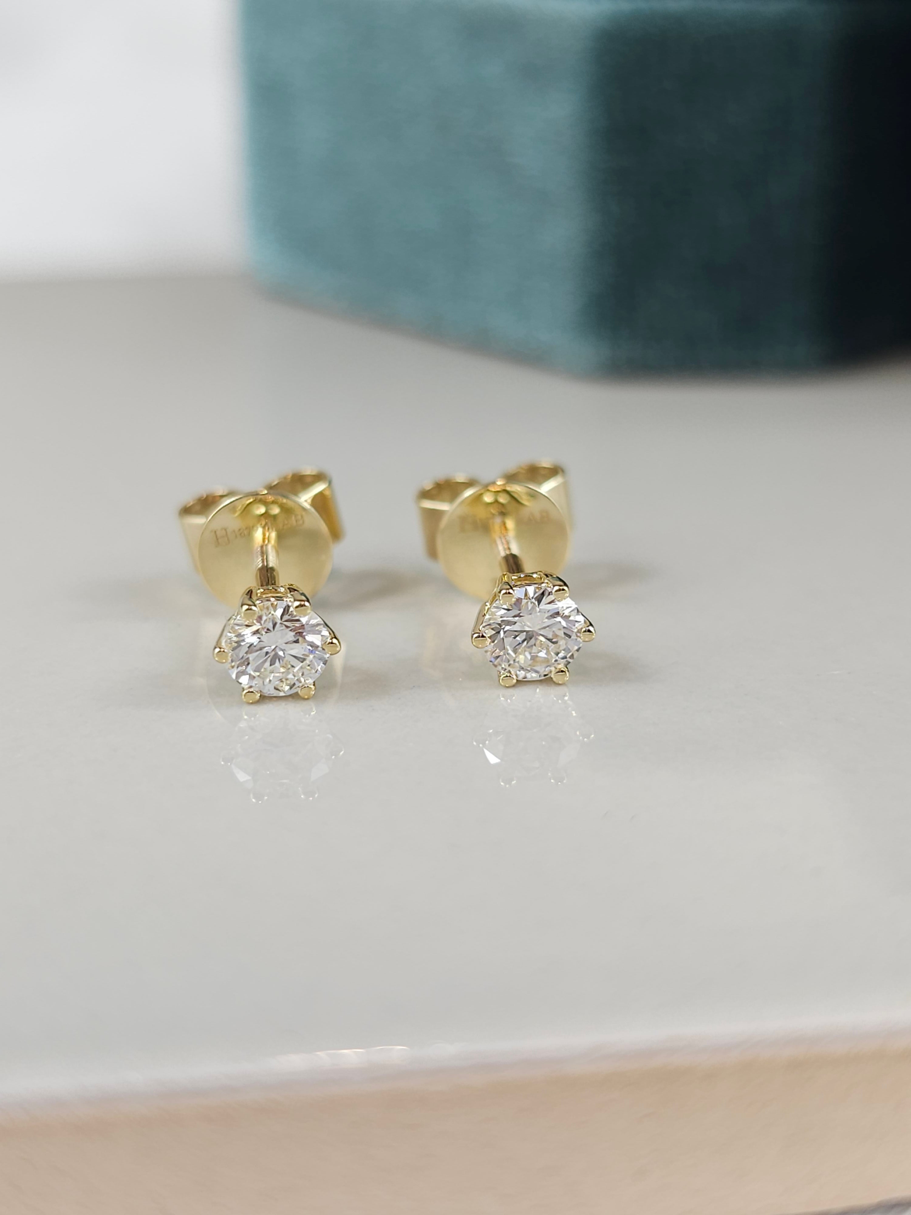 9ct Yellow Gold Lab-Grown Diamond stud earrings, 0.43ct total