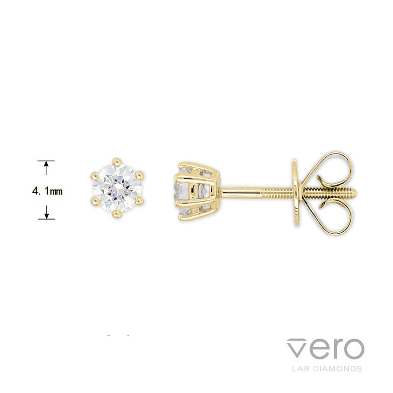 9ct Yellow Gold Lab-Grown Diamond stud earrings, 0.43ct total