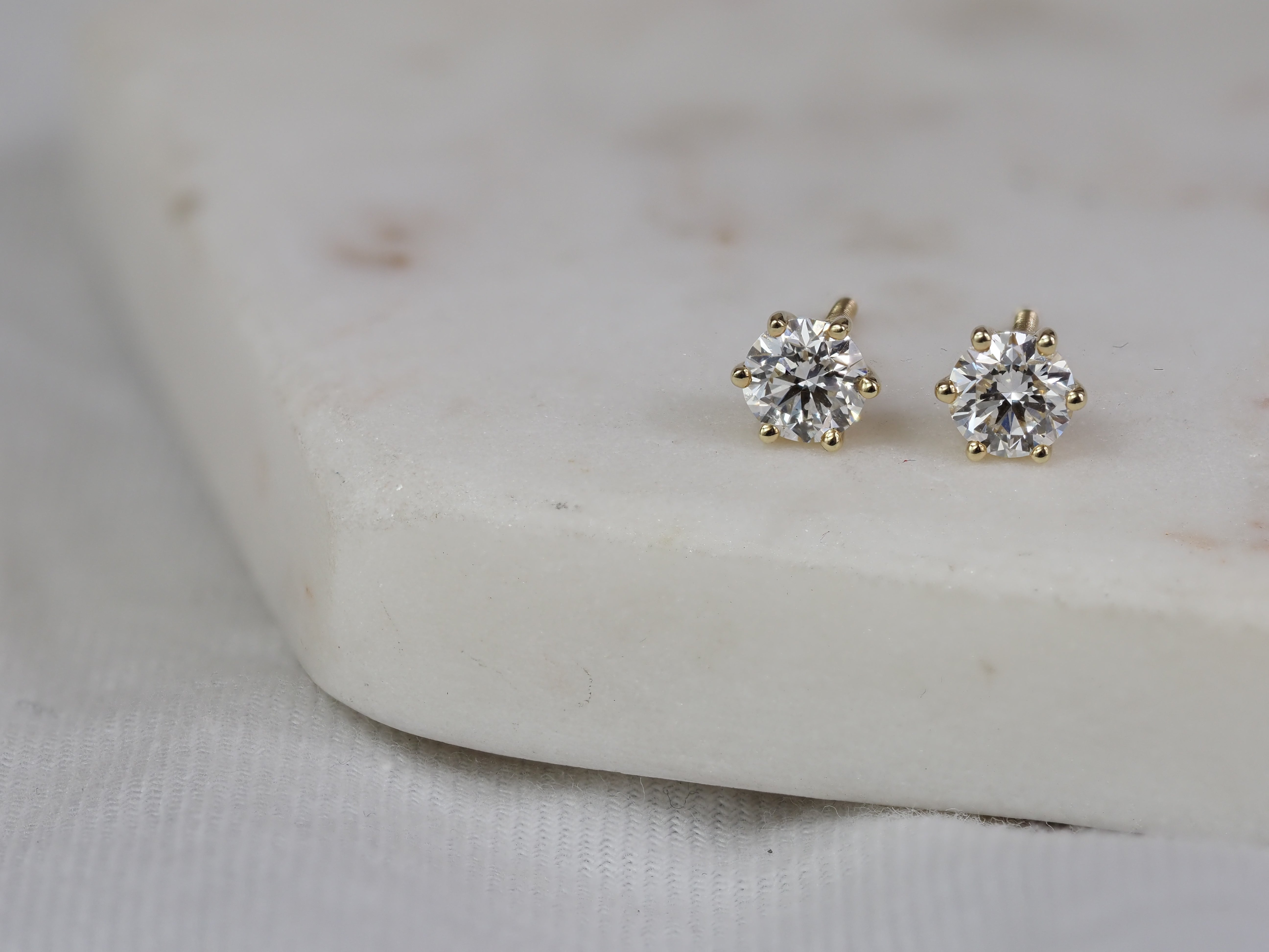 9ct Yellow Gold Lab-Grown Diamond stud earrings, 0.82ct total