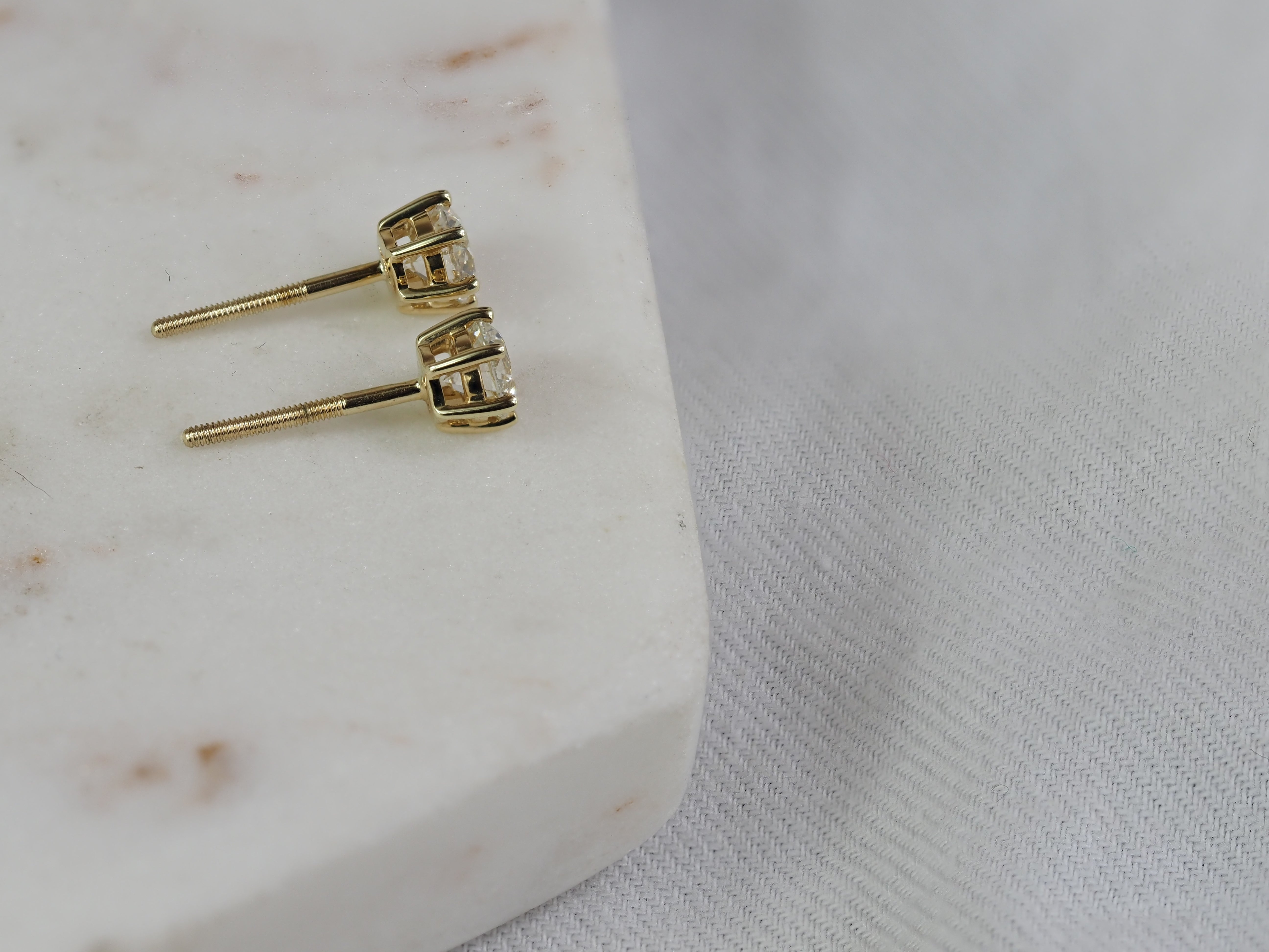9ct Yellow Gold Lab-Grown Diamond stud earrings, 0.82ct total