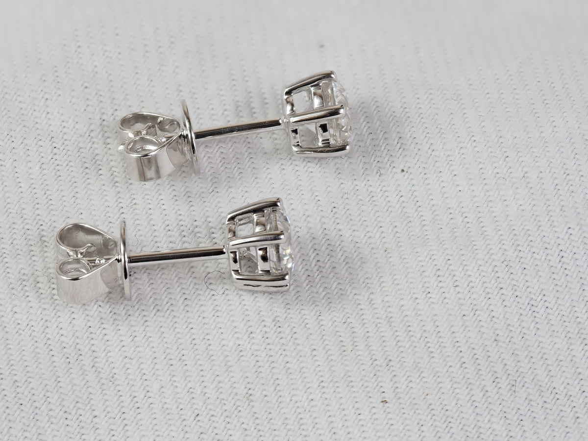9ct White Gold Lab-Grown Diamond Stud Earrings, 1ct total