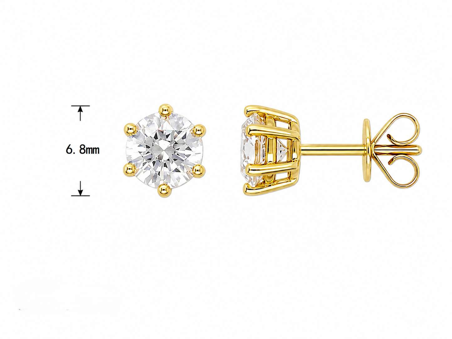 9ct Yellow Gold Lab-Grown Diamond Stud Earrings, 2.02ct Total
