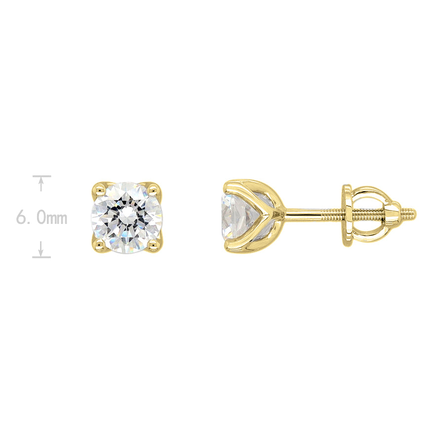 9ct Yellow Gold Lab-Grown Diamond Stud Earrings, 1.50ct total