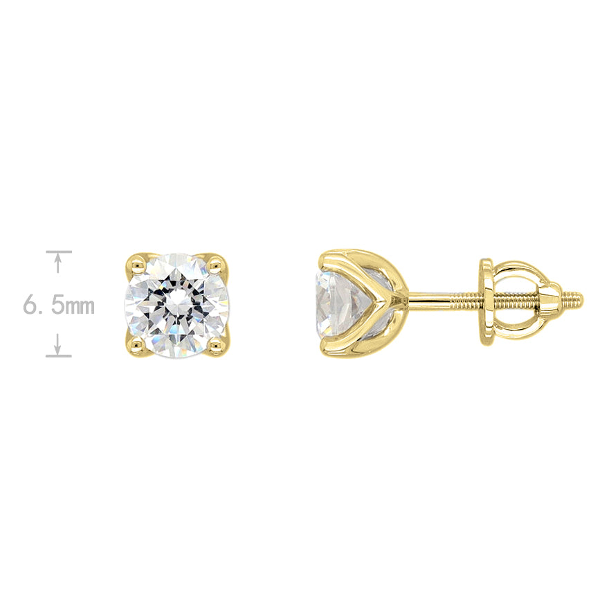 9ct Yellow Gold Lab-Grown Diamond Stud Earrings, 2ct Total