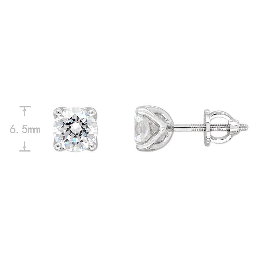 9ct White Gold Lab-Grown Diamond Stud Earrings, 2 carats total