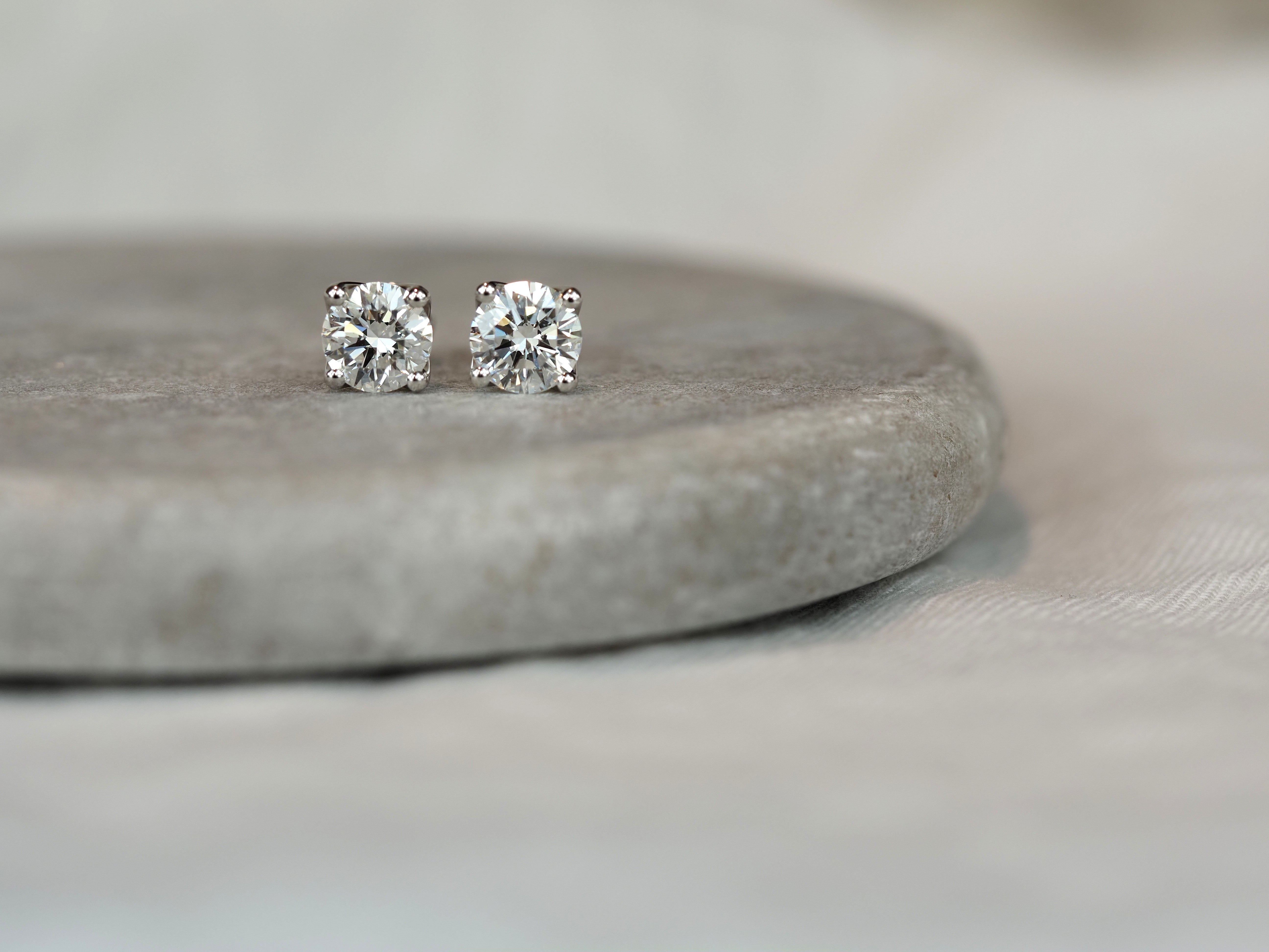 9ct White Gold Lab-Grown Diamond Stud Earrings, 2 carats total