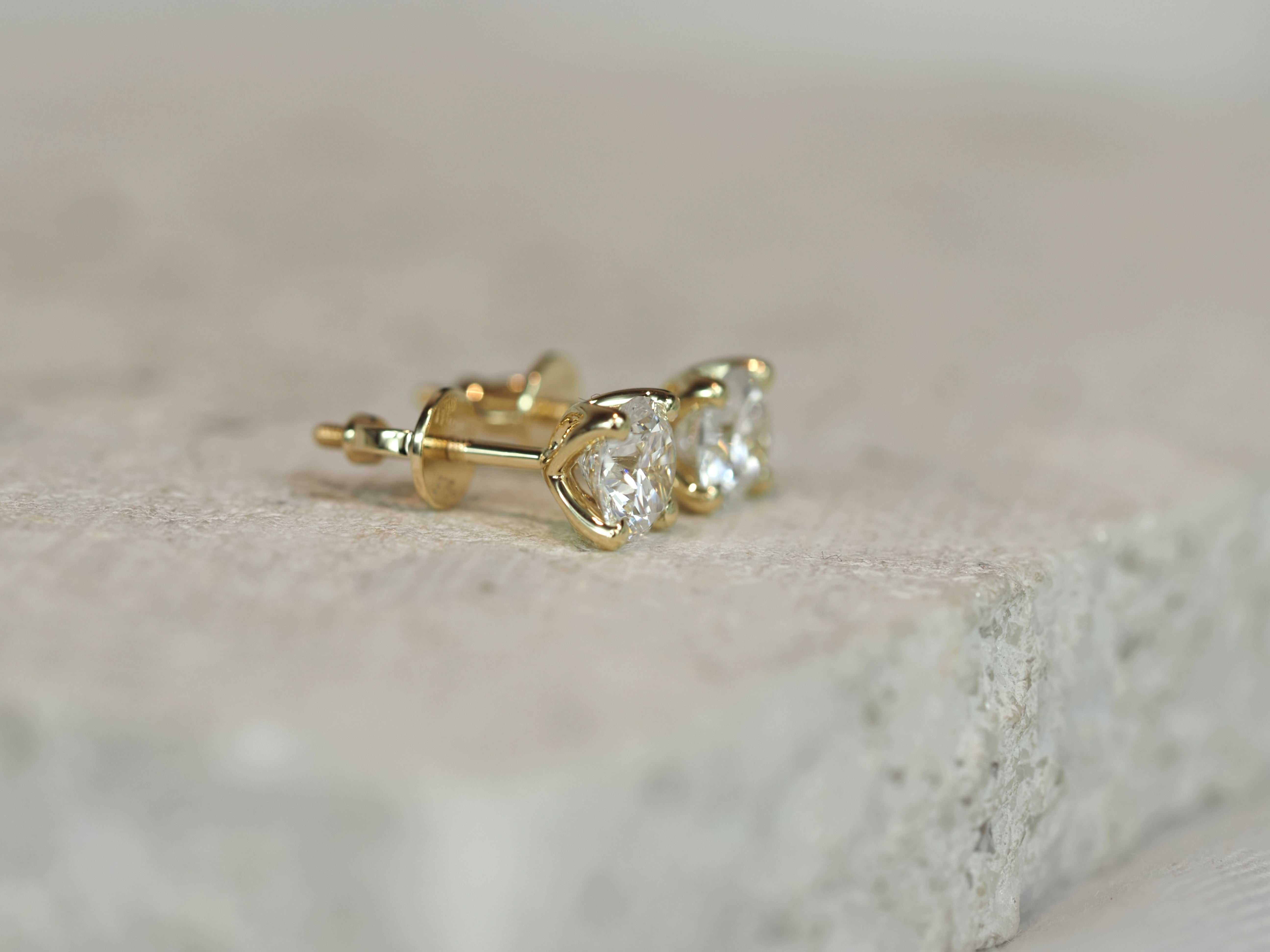 9ct Yellow Gold Lab-Grown Diamond Stud Earrings, 1.50ct total