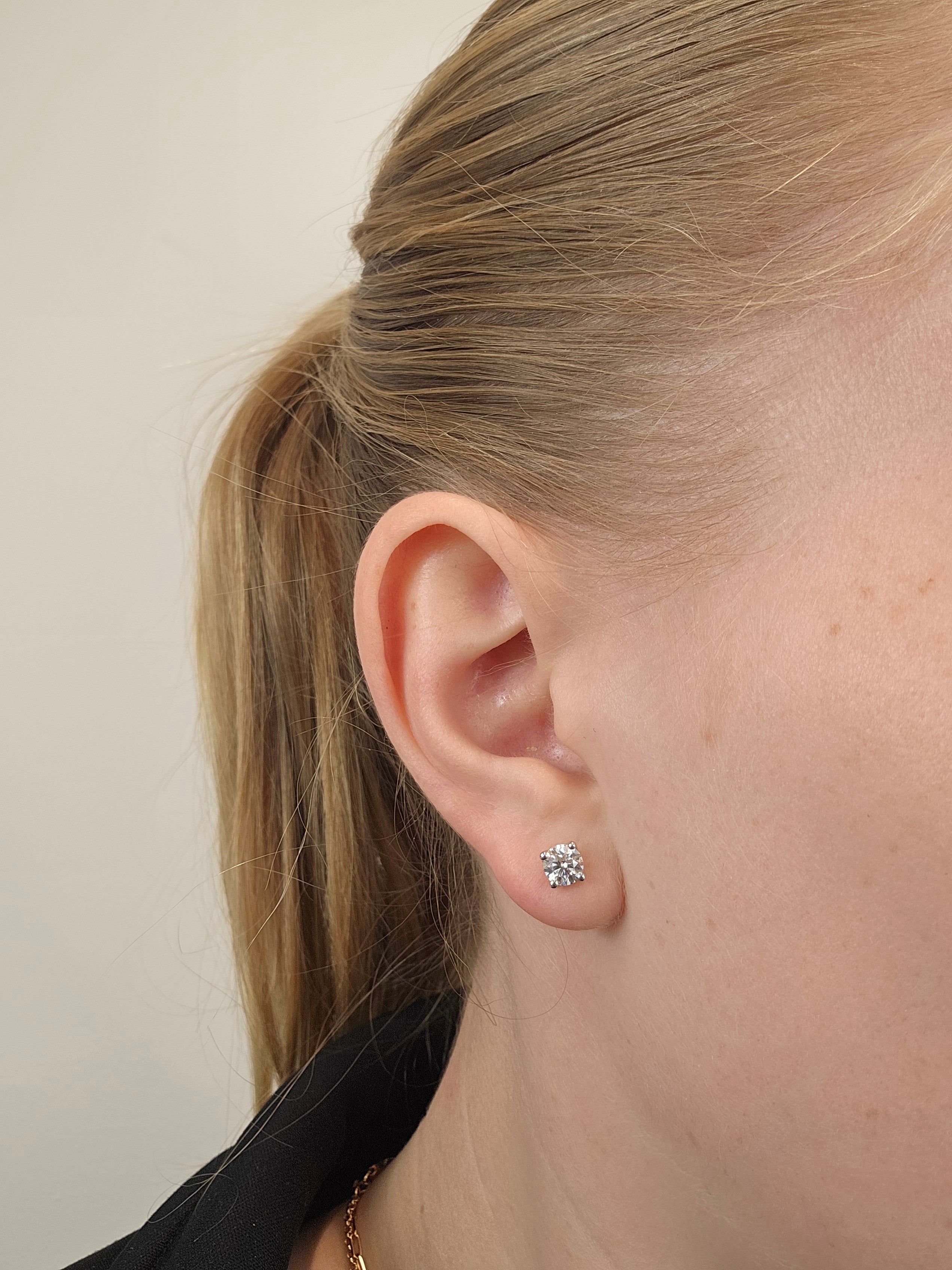 9ct White Gold Lab-Grown Diamond Stud Earrings, 1.50ct total