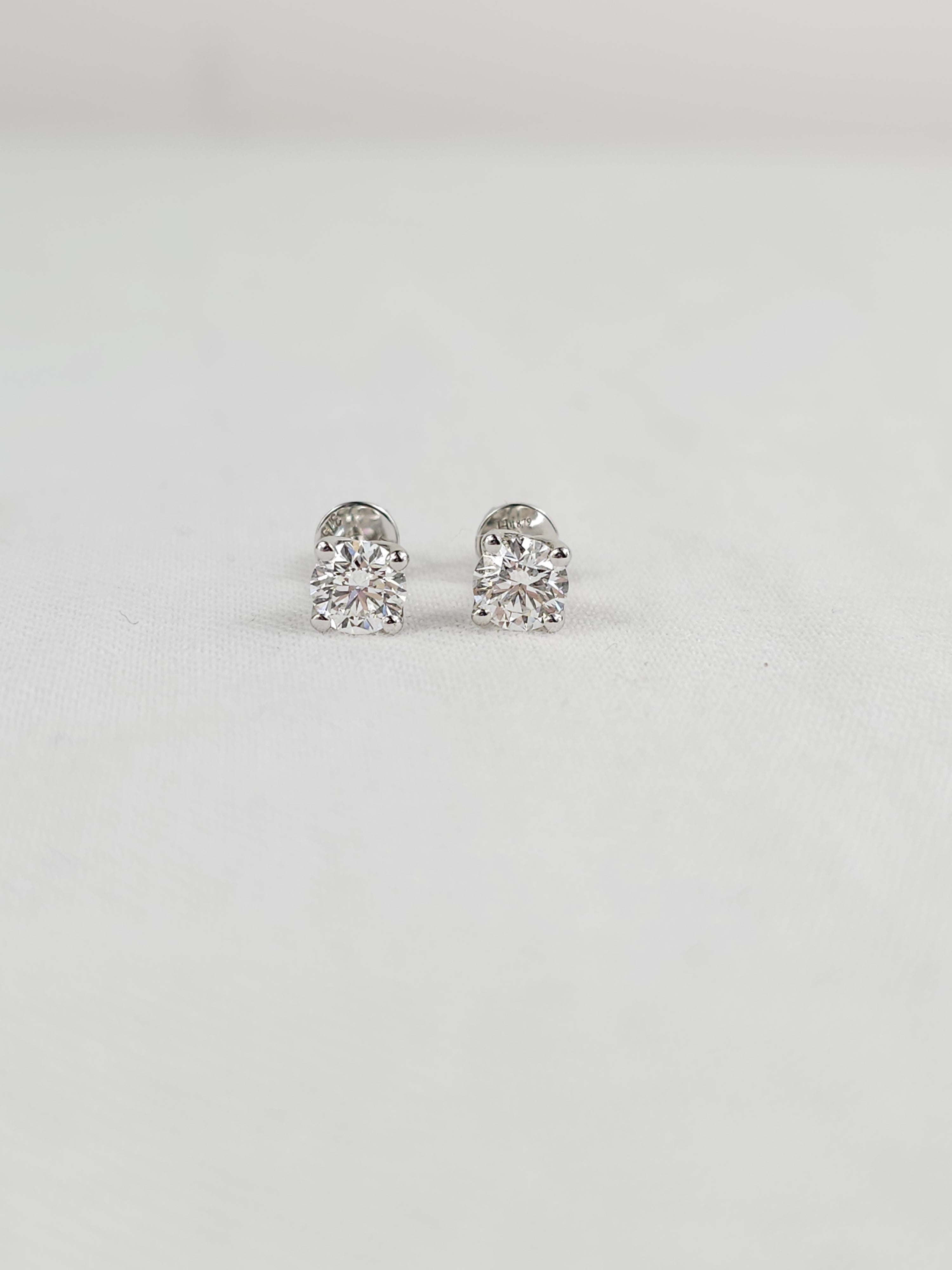 9ct White Gold Lab-Grown Diamond Stud Earrings, 1.50ct total