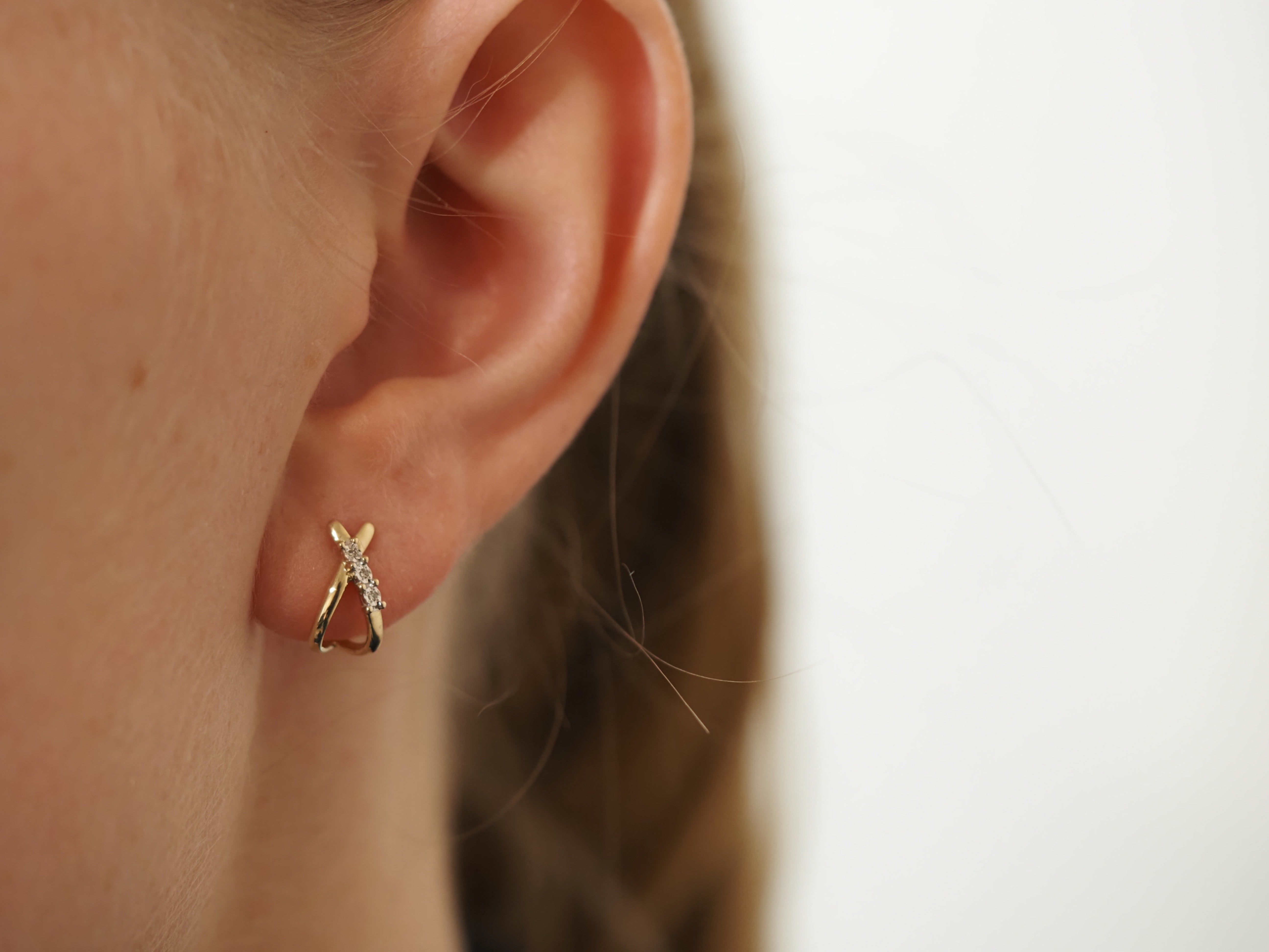 9ct Yellow Gold Diamond Stud Earrings, 0.019ct total