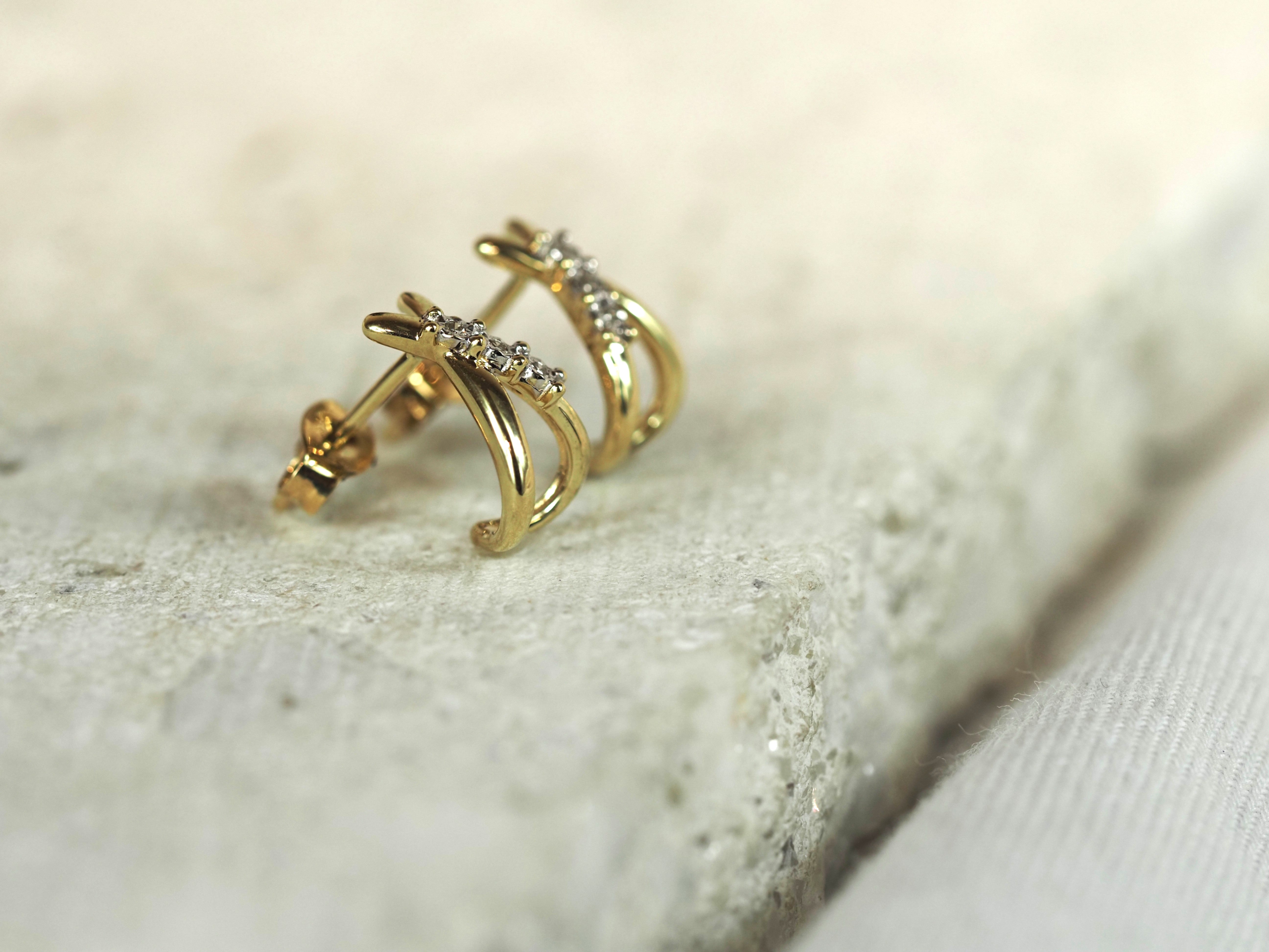 9ct Yellow Gold Diamond Stud Earrings, 0.019ct total