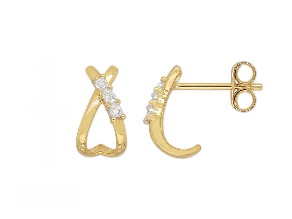 9ct Yellow Gold Diamond Stud Earrings, 0.019ct total