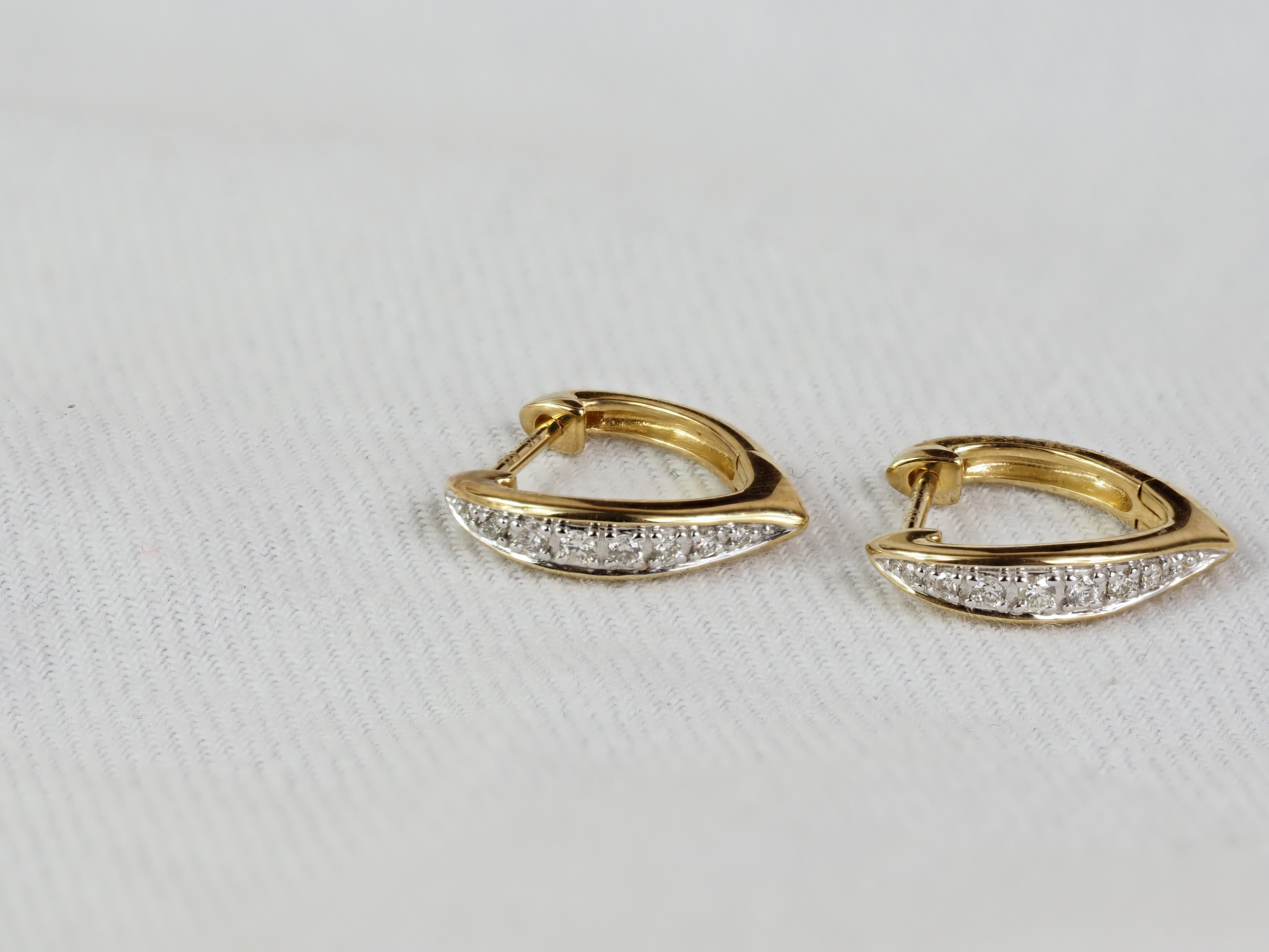 9ct Yellow Gold Beadset Diamond Huggie Earrings