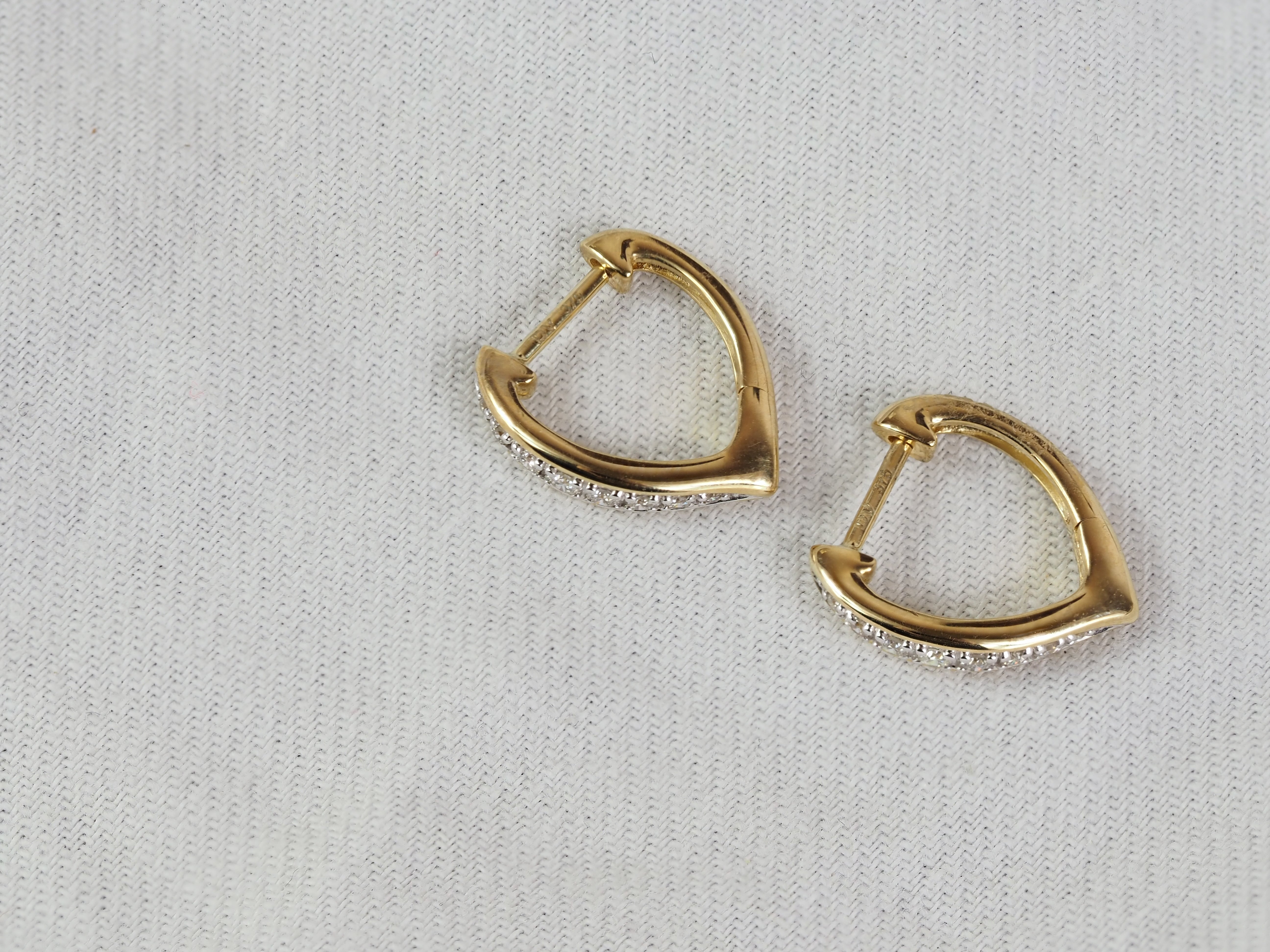 9ct Yellow Gold Beadset Diamond Huggie Earrings