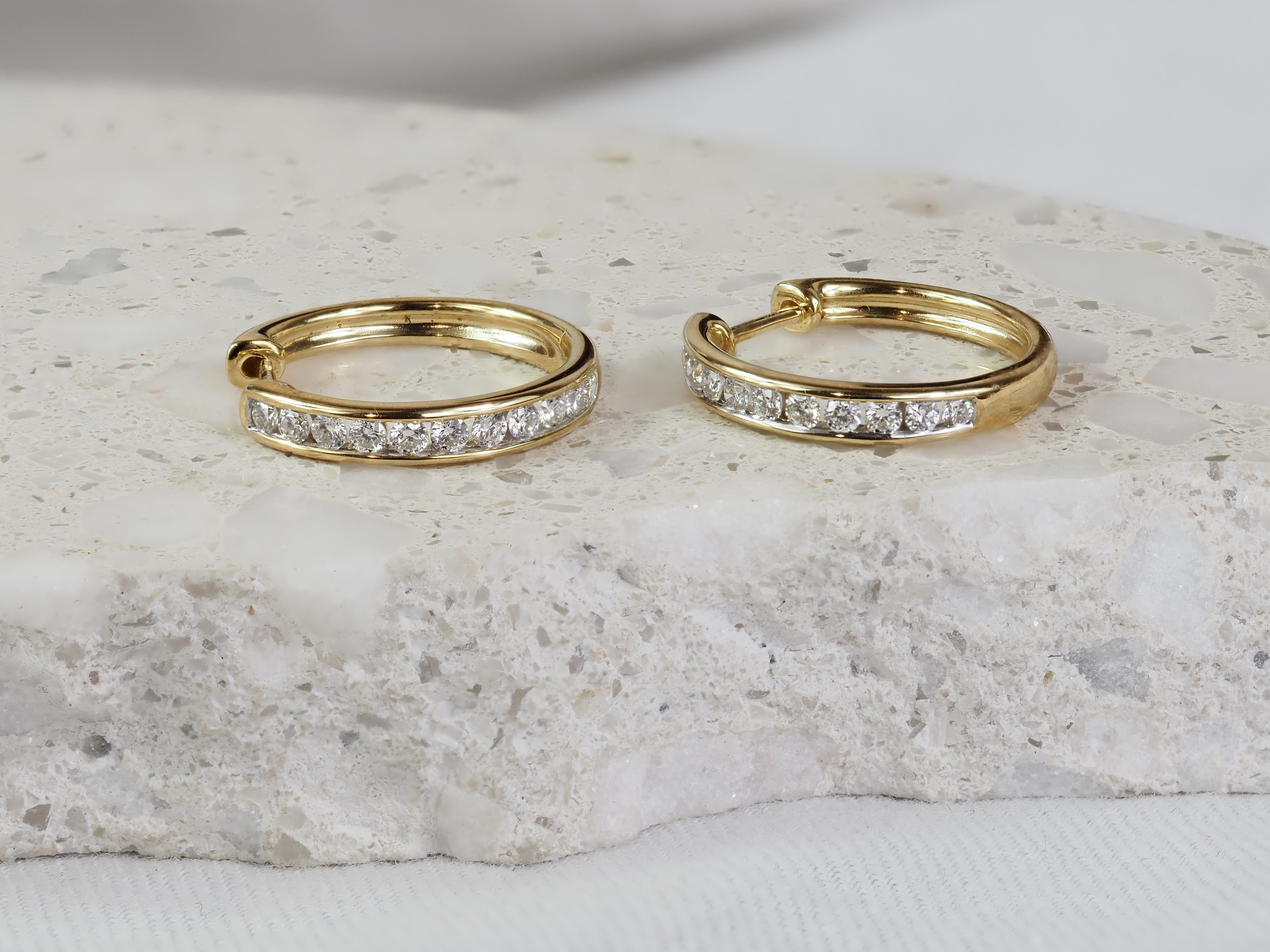 9ct Yellow Gold Diamond Huggie Earrings, 0.45ct Total