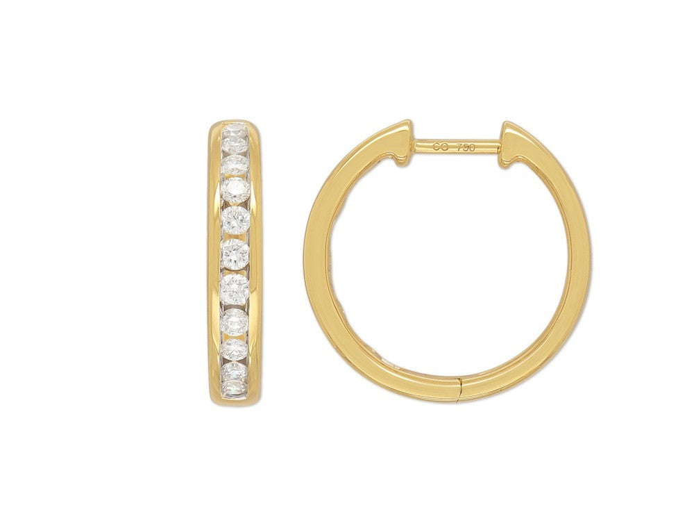 9ct Yellow Gold Diamond Huggie Earrings, 0.45ct Total