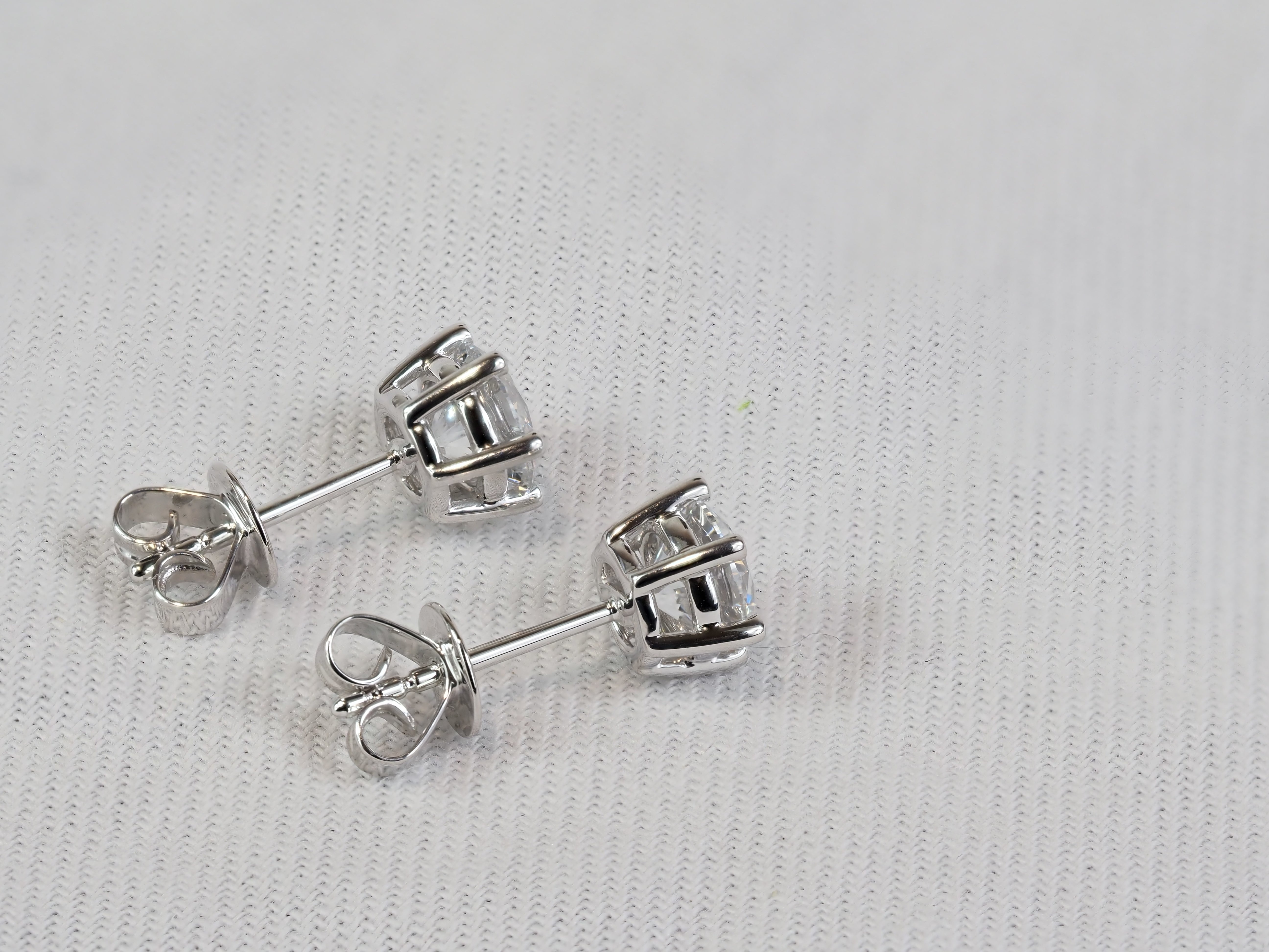 9ct White Gold Lab-Grown Diamond Stud Earrings, 1.53ct Total