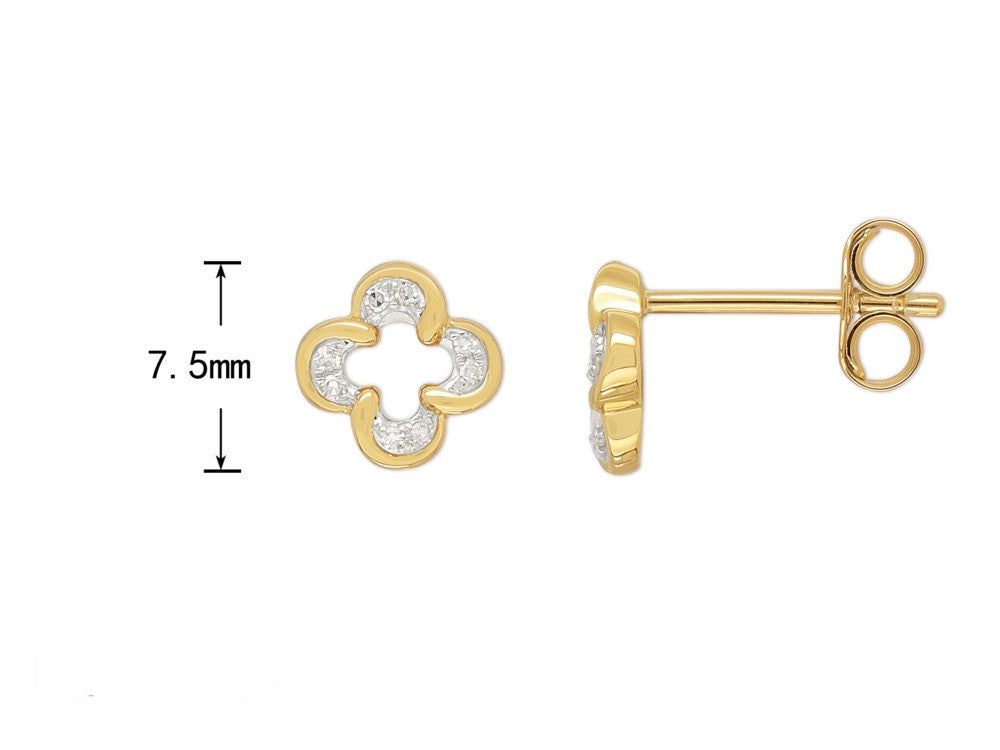 9ct Yellow and White Gold Diamond Stud Earrings, 0.054ct total