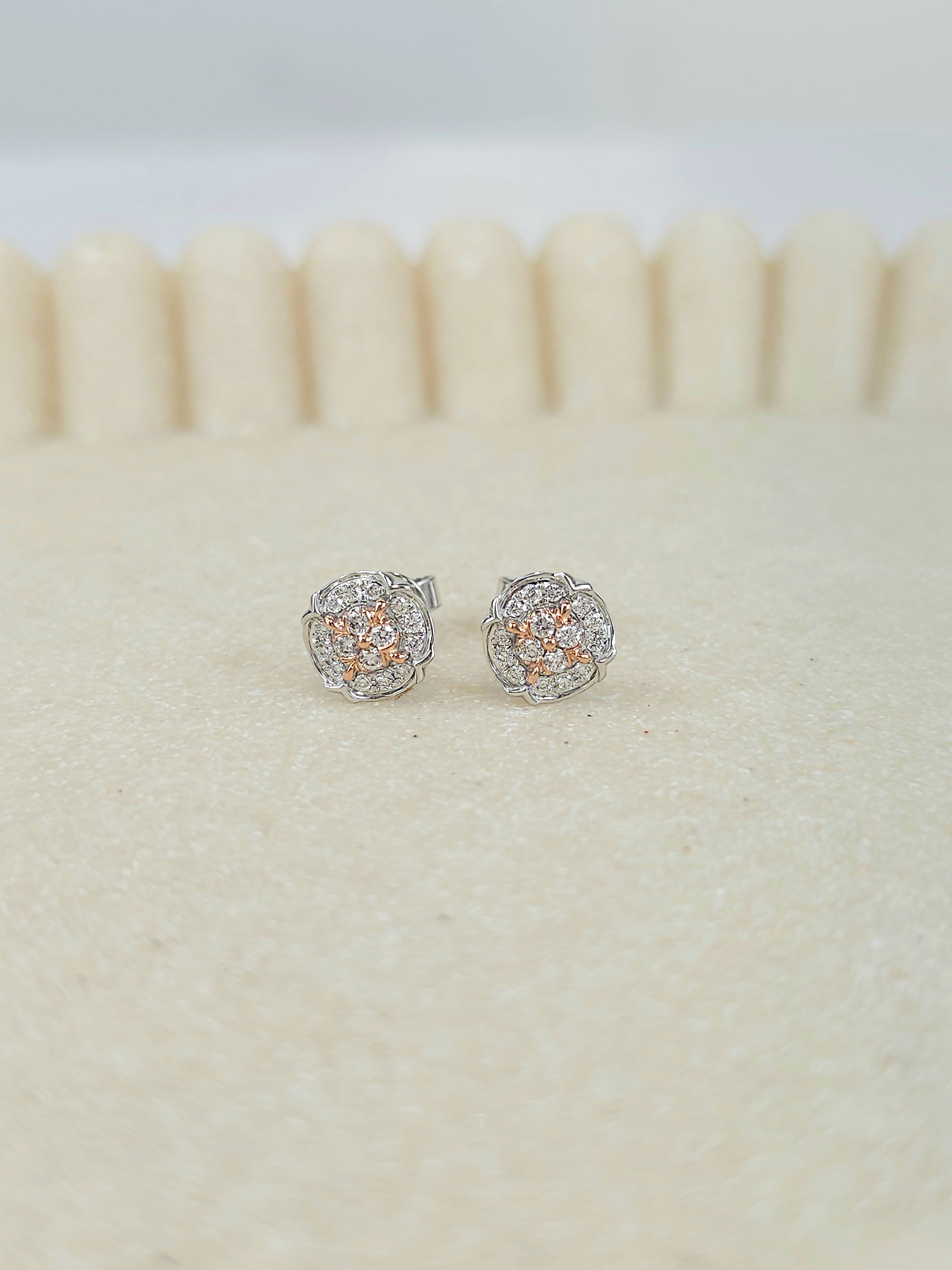 18ct Rose and White Gold Pink Diamond and Diamond ring