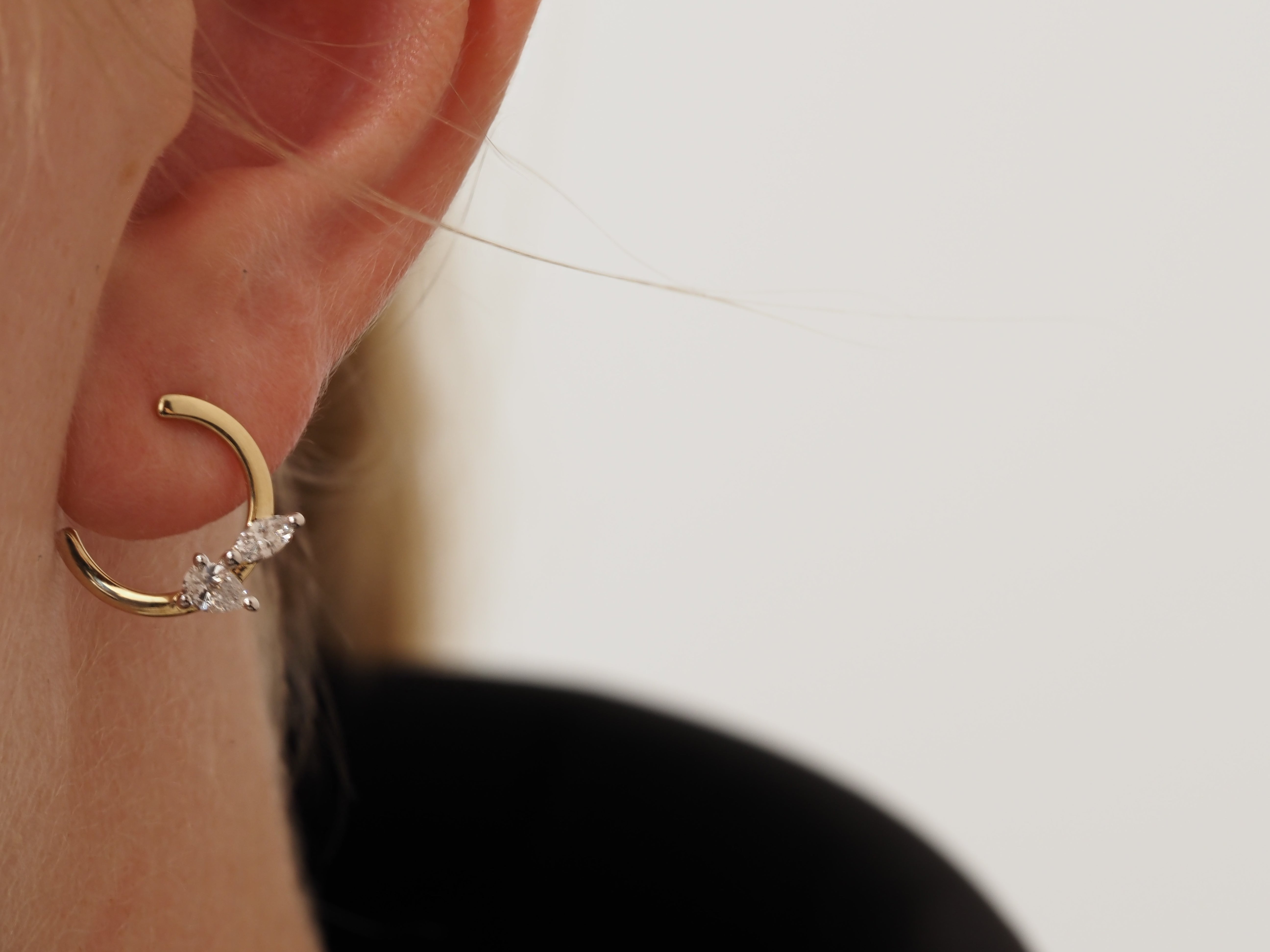 14ct Yellow and White Gold Lab-Grown Diamond Stud Hoop Earrings, 0.53ct Total