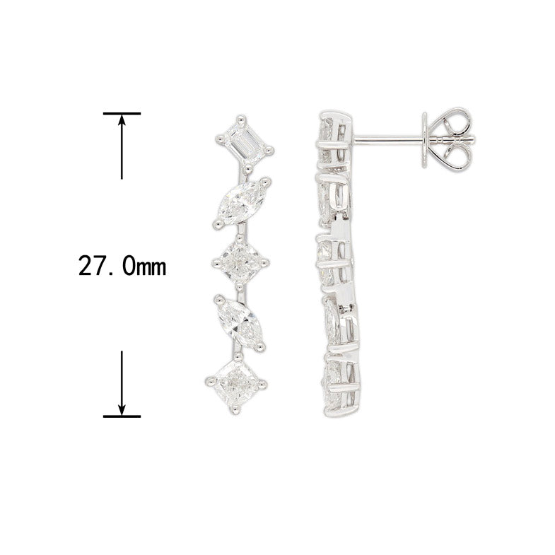 18ct White Gold Lab-Grown Cascade Earrings, 2.06ct Total