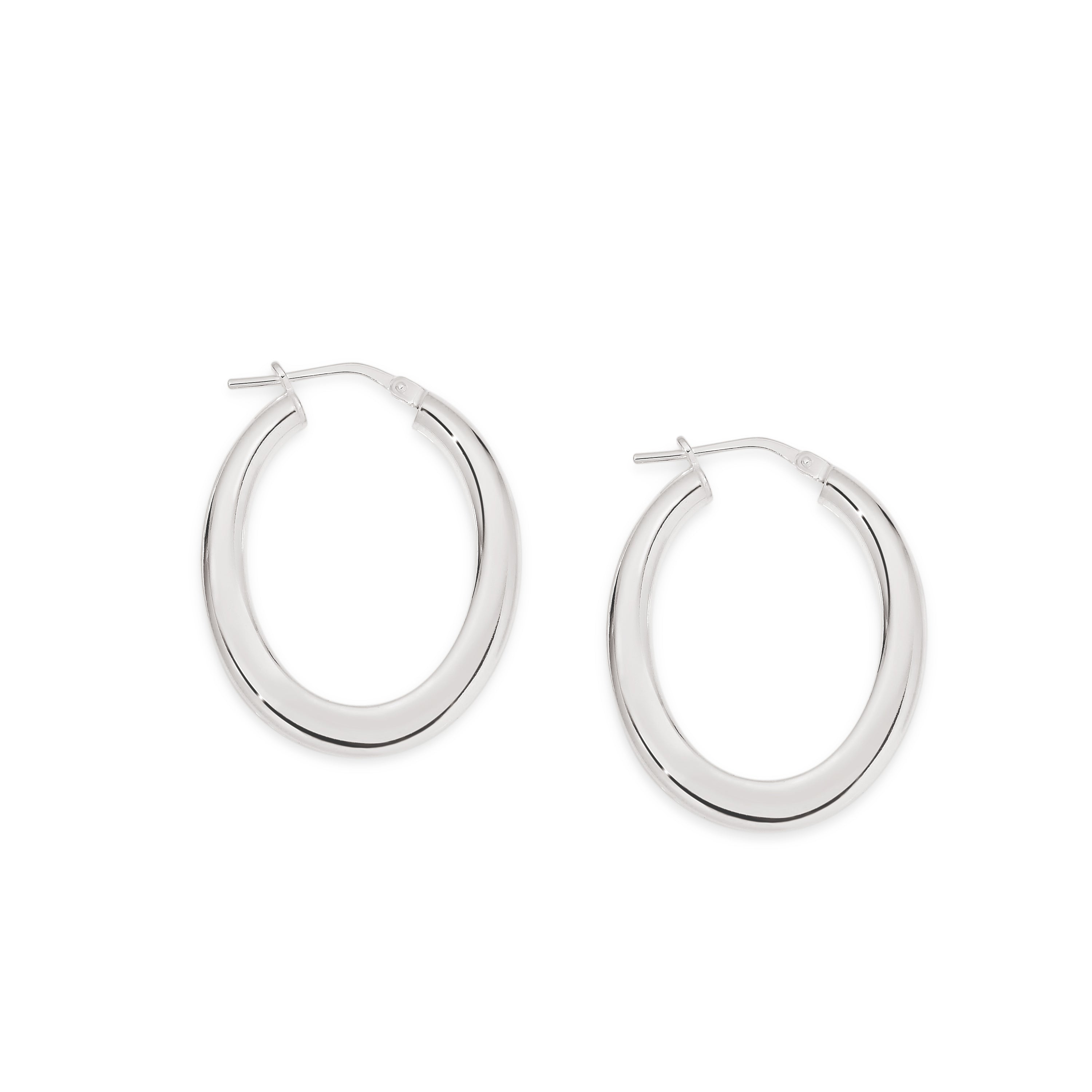 Sterling Silver Oval Hoop Earrings, 20mm