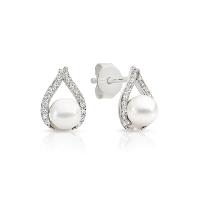 Sterling Silver Pearl Stud Earrings