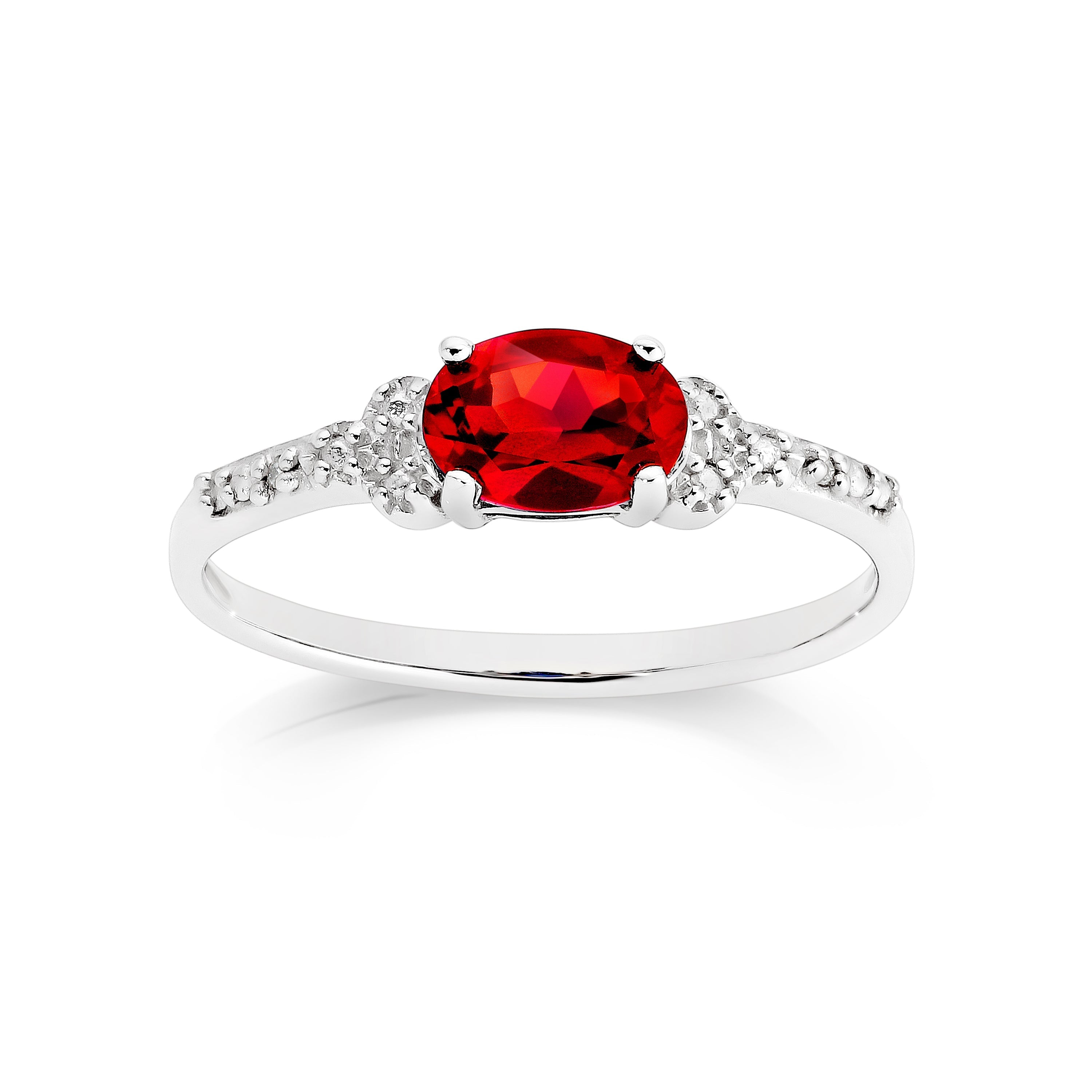 Sterling Silver Ruby and Diamond Ring