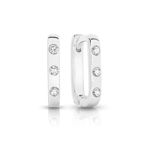 Sterling Silver Cubic Zirconia Square Huggie Earrings