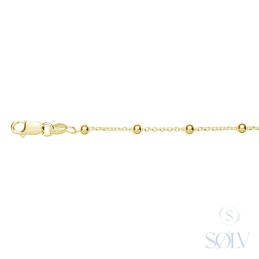 Solv Sterling Silver Gold Plated Ball Anklet