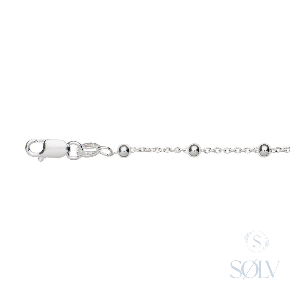 Solv Sterling Silver Ball Anklet