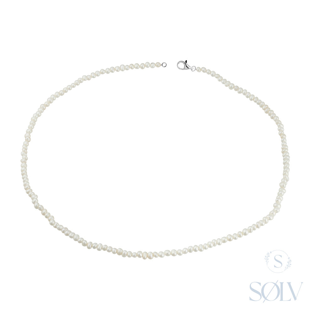Solv Sterling Silver Freshwater Potato Pearl Anklet, 24cm