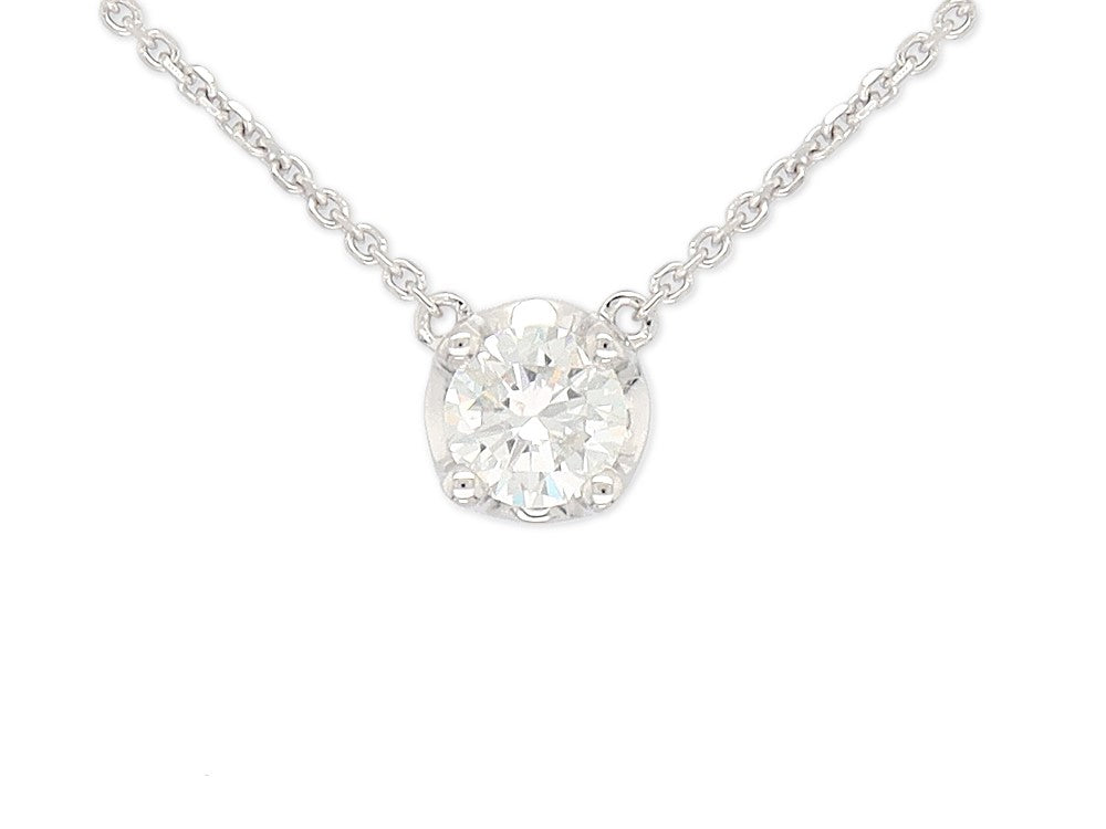 9ct White Gold Round Diamond Anchor Necklet, 0.25ct