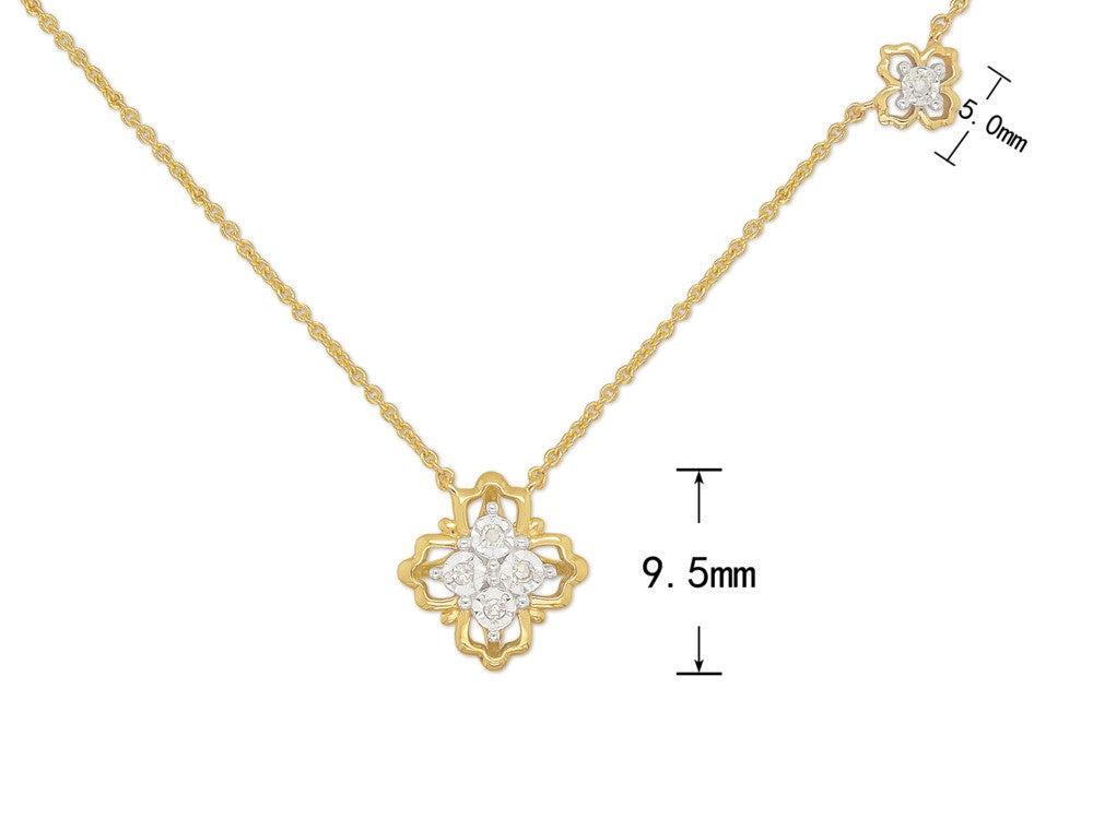 9ct Yellow and White Gold Diamond necklet, 0.028ct total