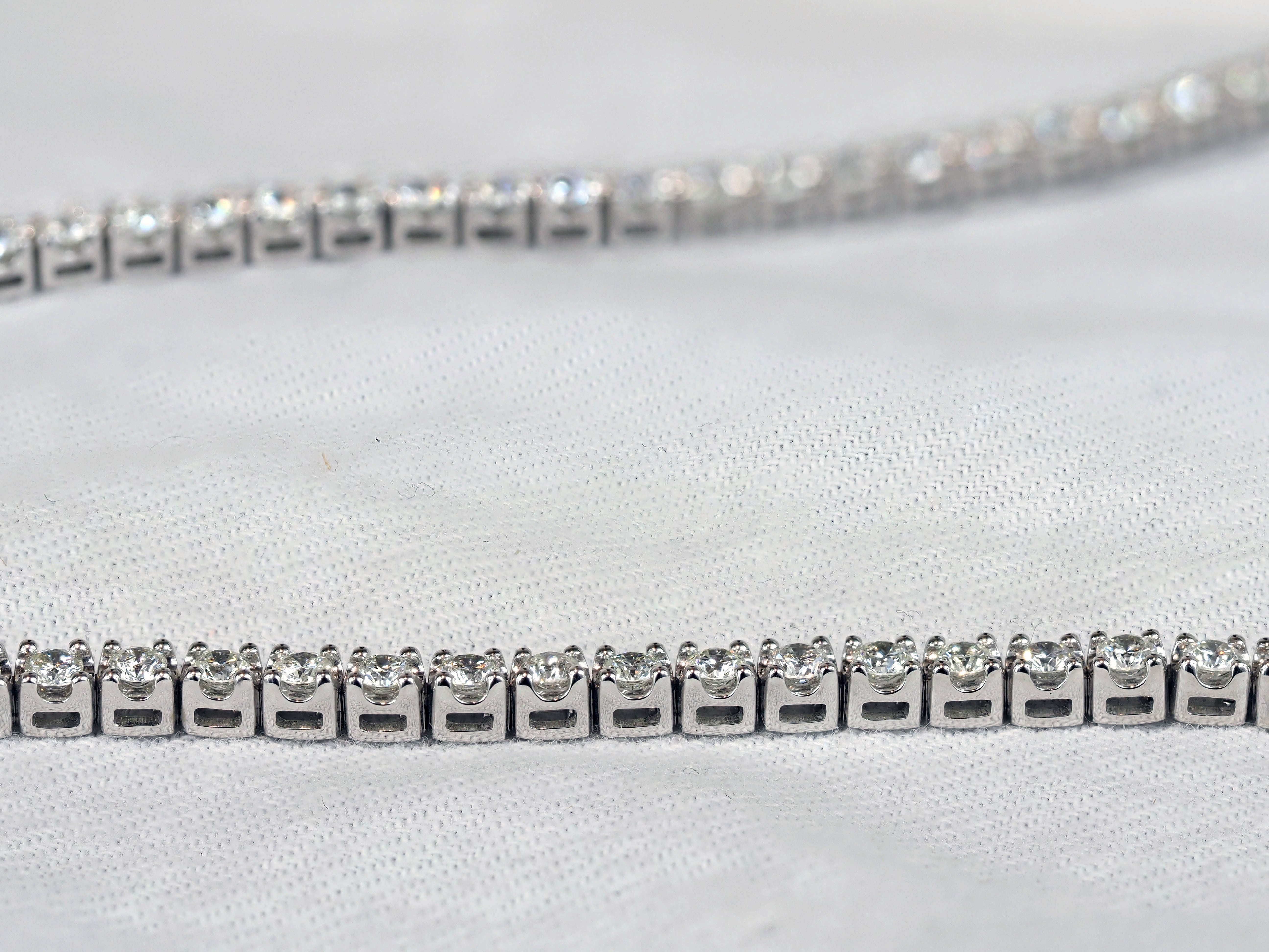9ct White Gold Natural Diamond Tennis Necklet, 7.33ct Total