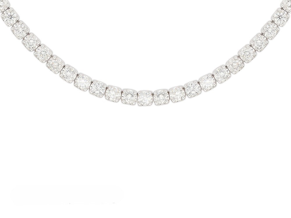 9ct White Gold Natural Diamond Tennis Necklet, 7.33ct Total