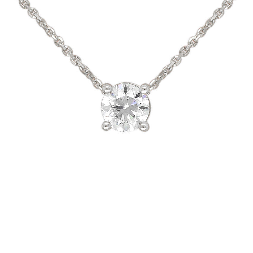 9ct White Gold Round Cut Lab-Grown Diamond Slider Pendant, 0.42ct Total