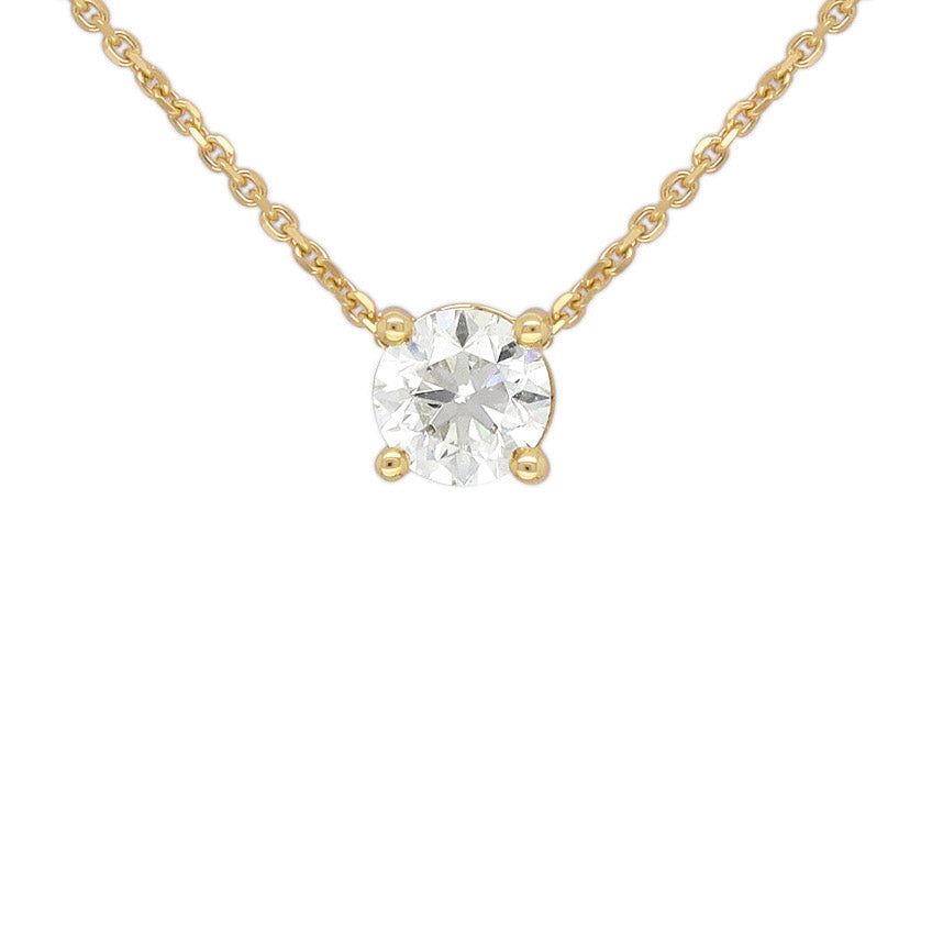 9ct Yellow Gold Round Cut Lab-Grown Diamond Slider Pendant, 0.42ct Total