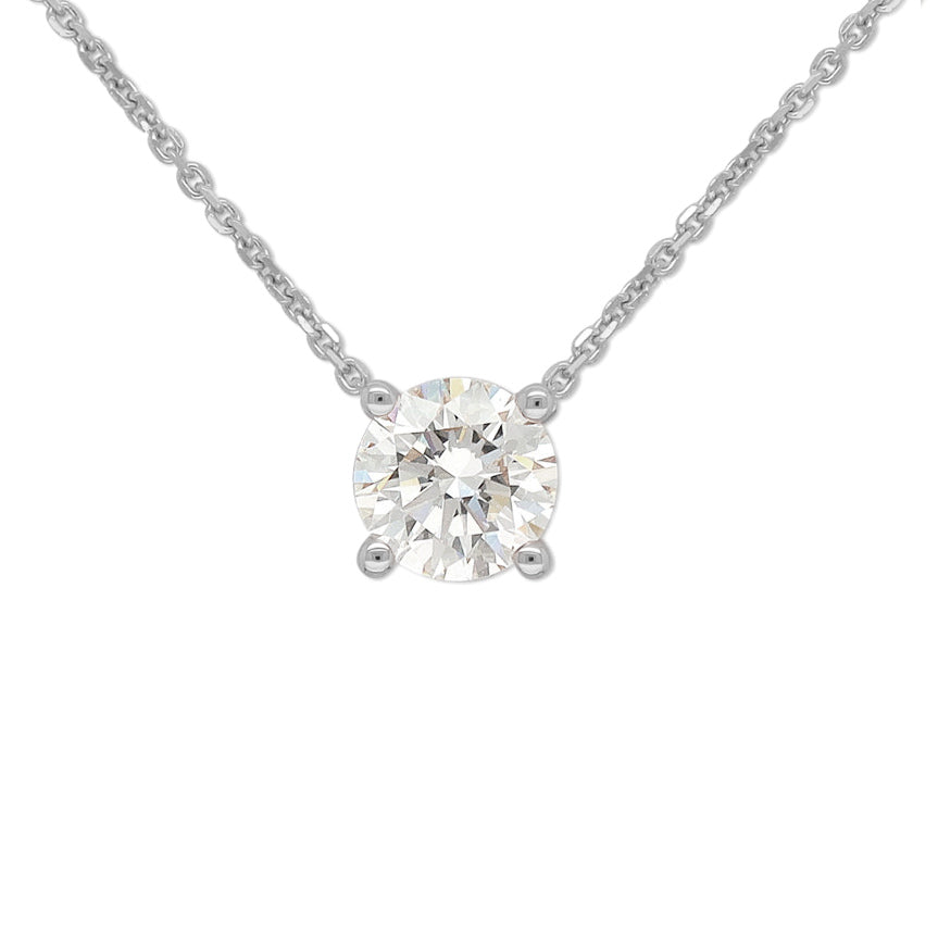9ct White Gold Round Brilliant Cut Diamond Slider Pendant, 0.62ct